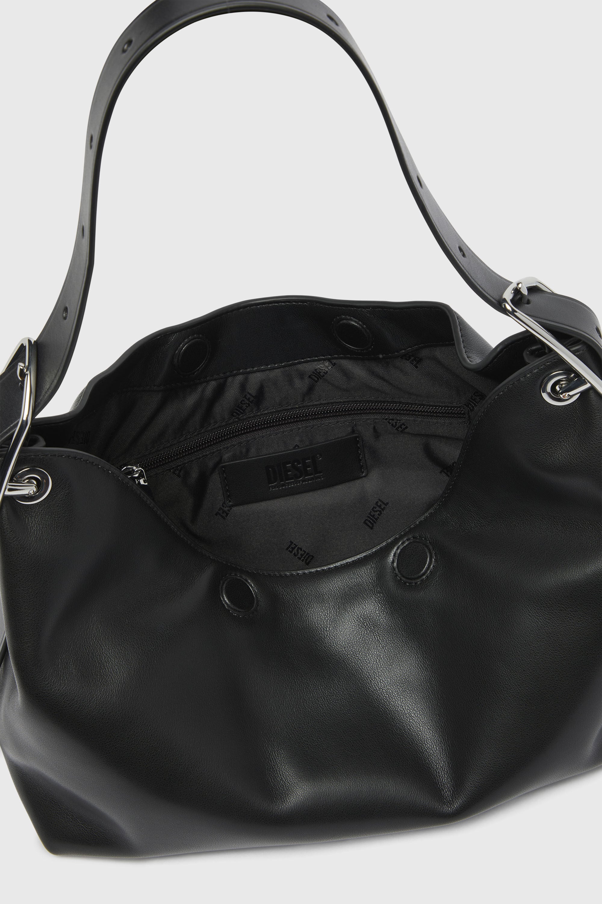 Diesel - D-LINE HOBO S, Woman's D-Line-Leather shoulder bag in Black - 6