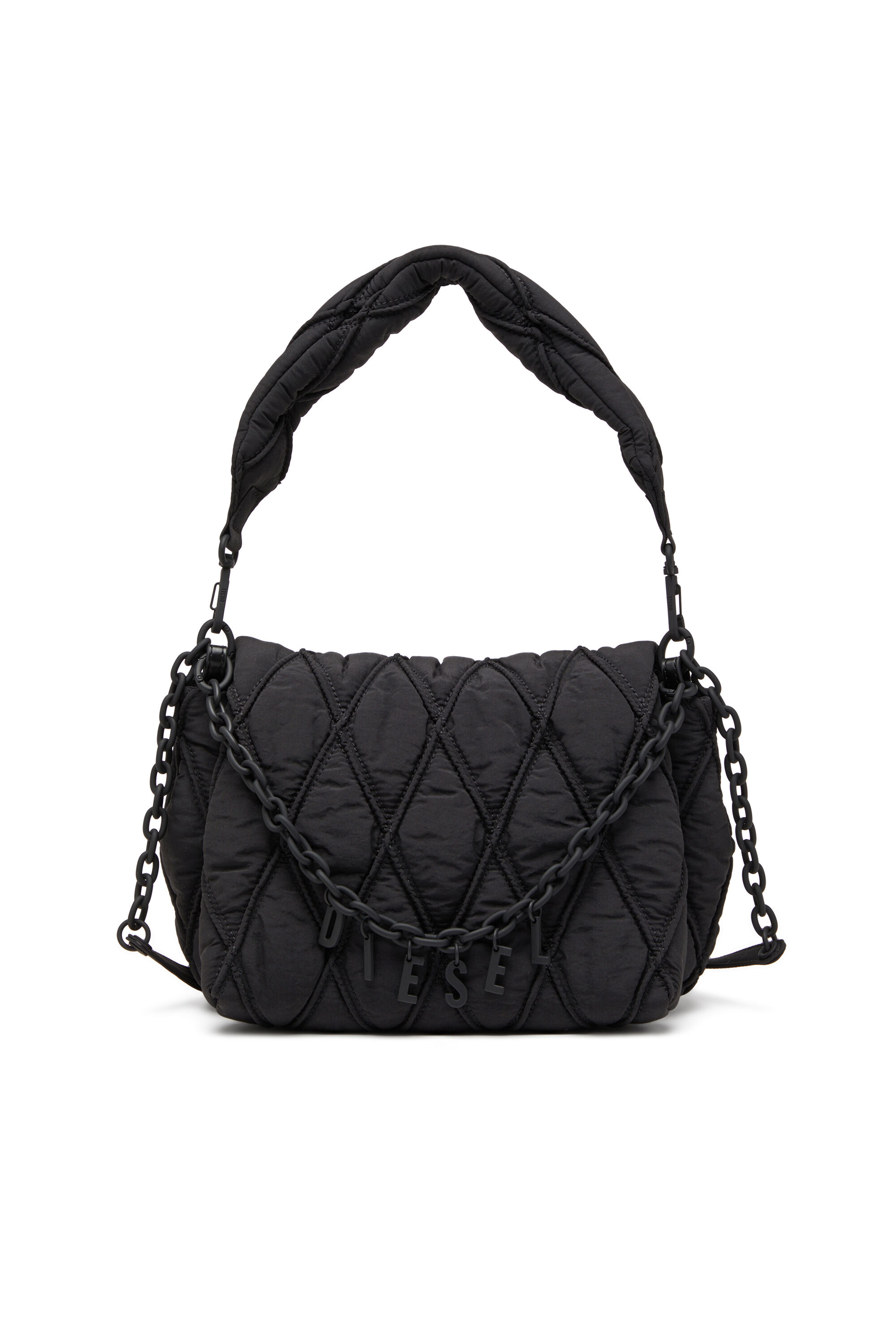 Women's Charm-D M-Shoulder bag in quilted nylon | Black | Diesel