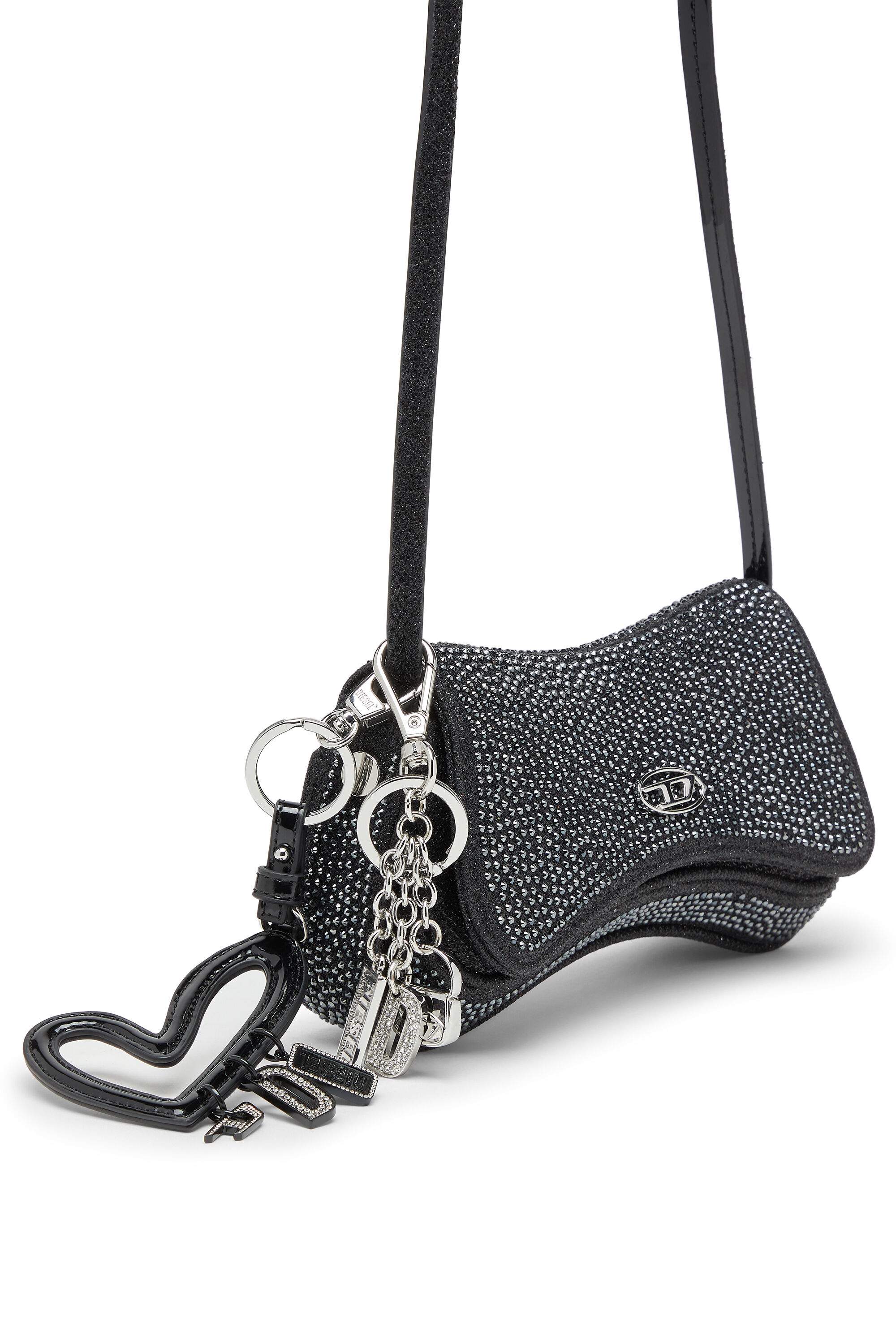 Diesel - PLAY CROSSBODY XS, Woman's Play-Mini crossbody bag in crystal Lurex in Black - 6
