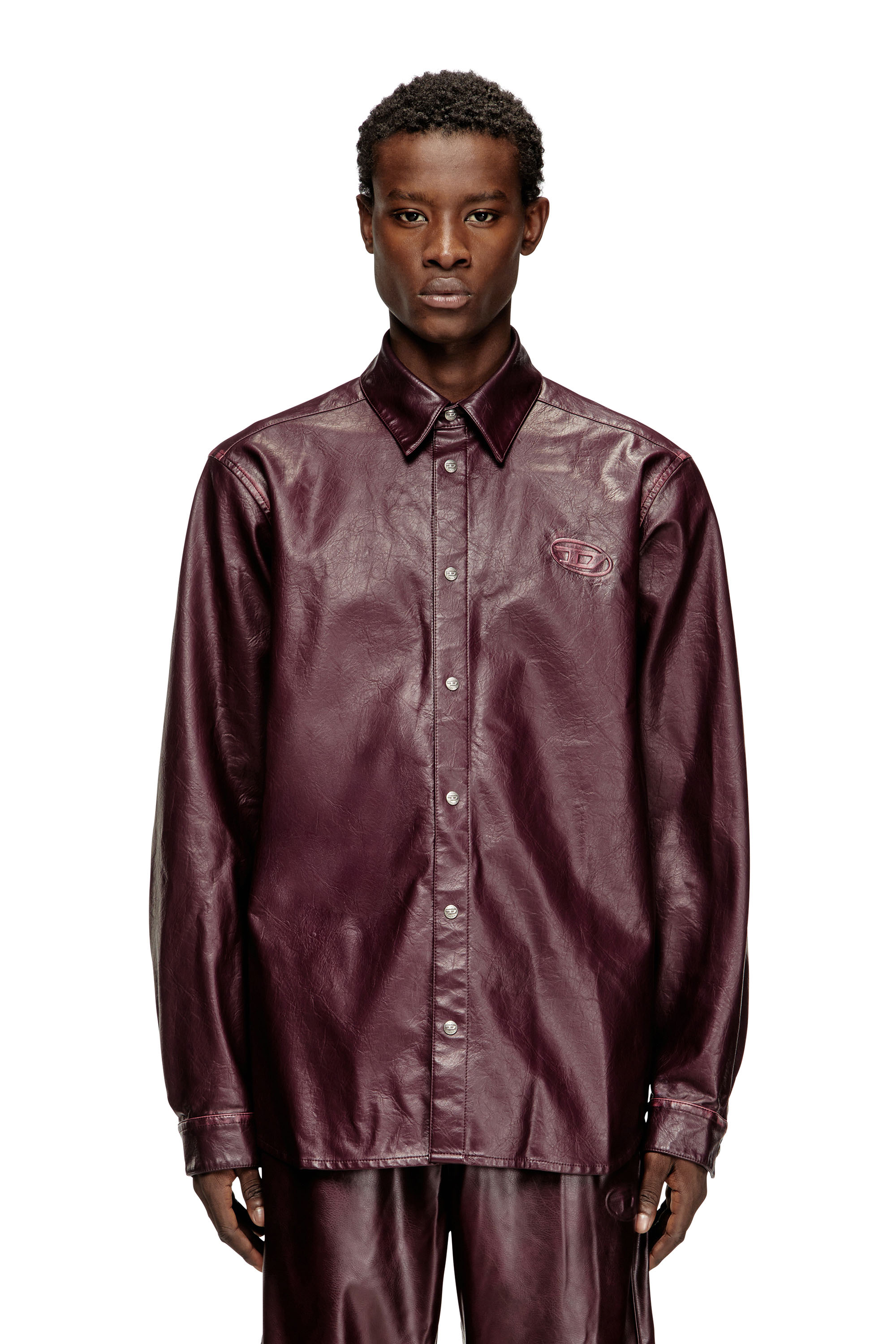 Diesel - FR-S-SIMPLY, Man's Shirt with logo in burgundy in Burgundy - 3