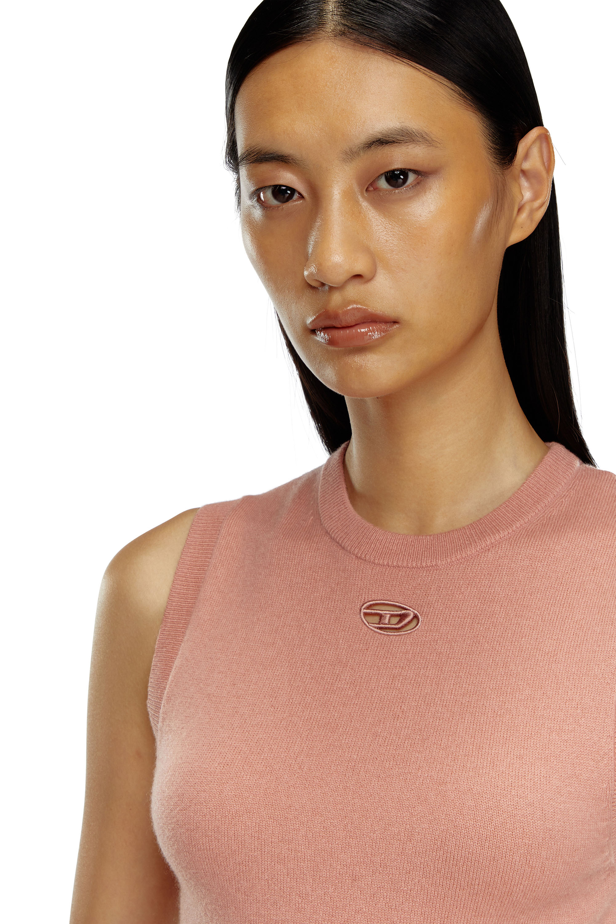 Diesel - M-ARGA-SL, Woman Cropped vest in wool and cashmere knit in Pink - Image 4