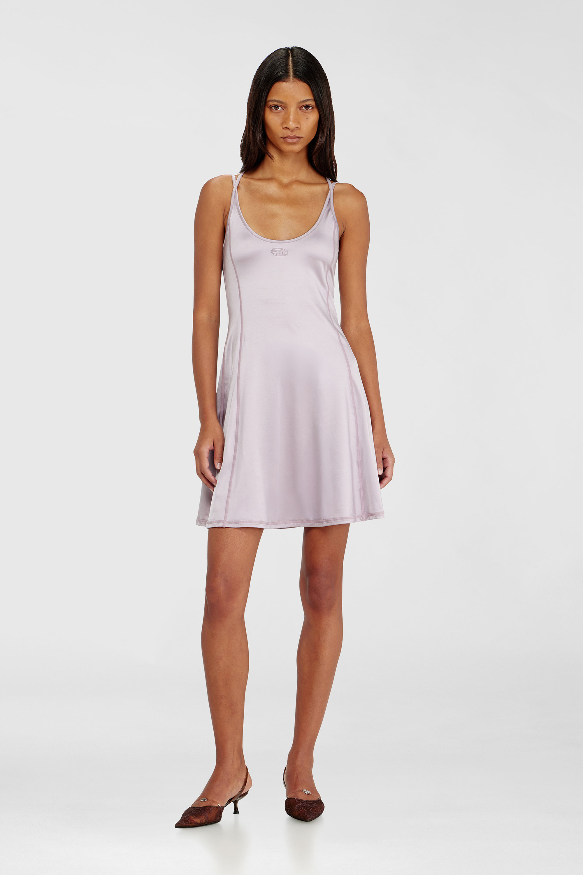 Diesel - D-IMMY, Woman's Fluid mini dress with double straps in Lilac - 3