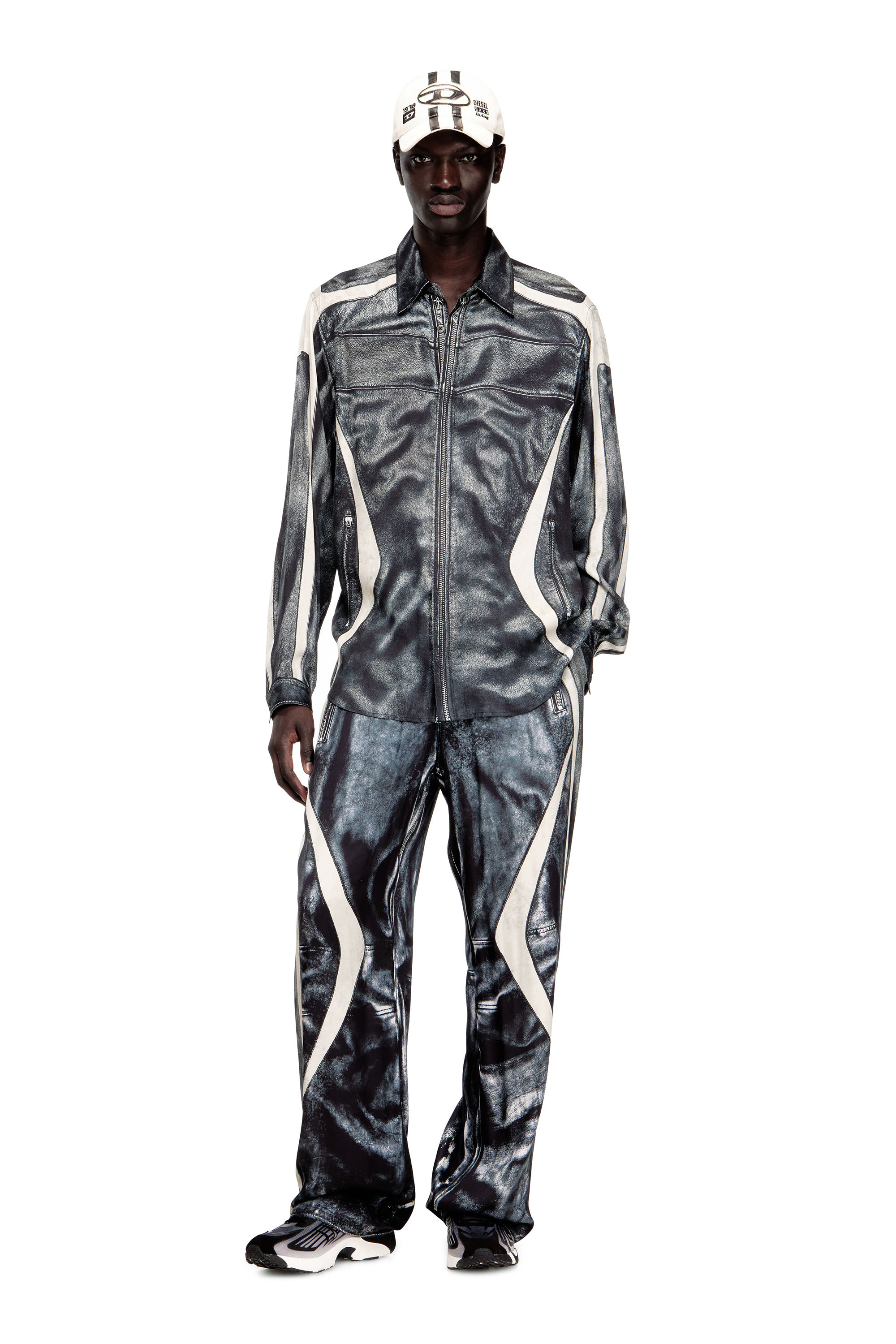 Diesel - S-SIMPLY-BMCZ, Man's Printed viscose shirt with front zip closure in null - 1