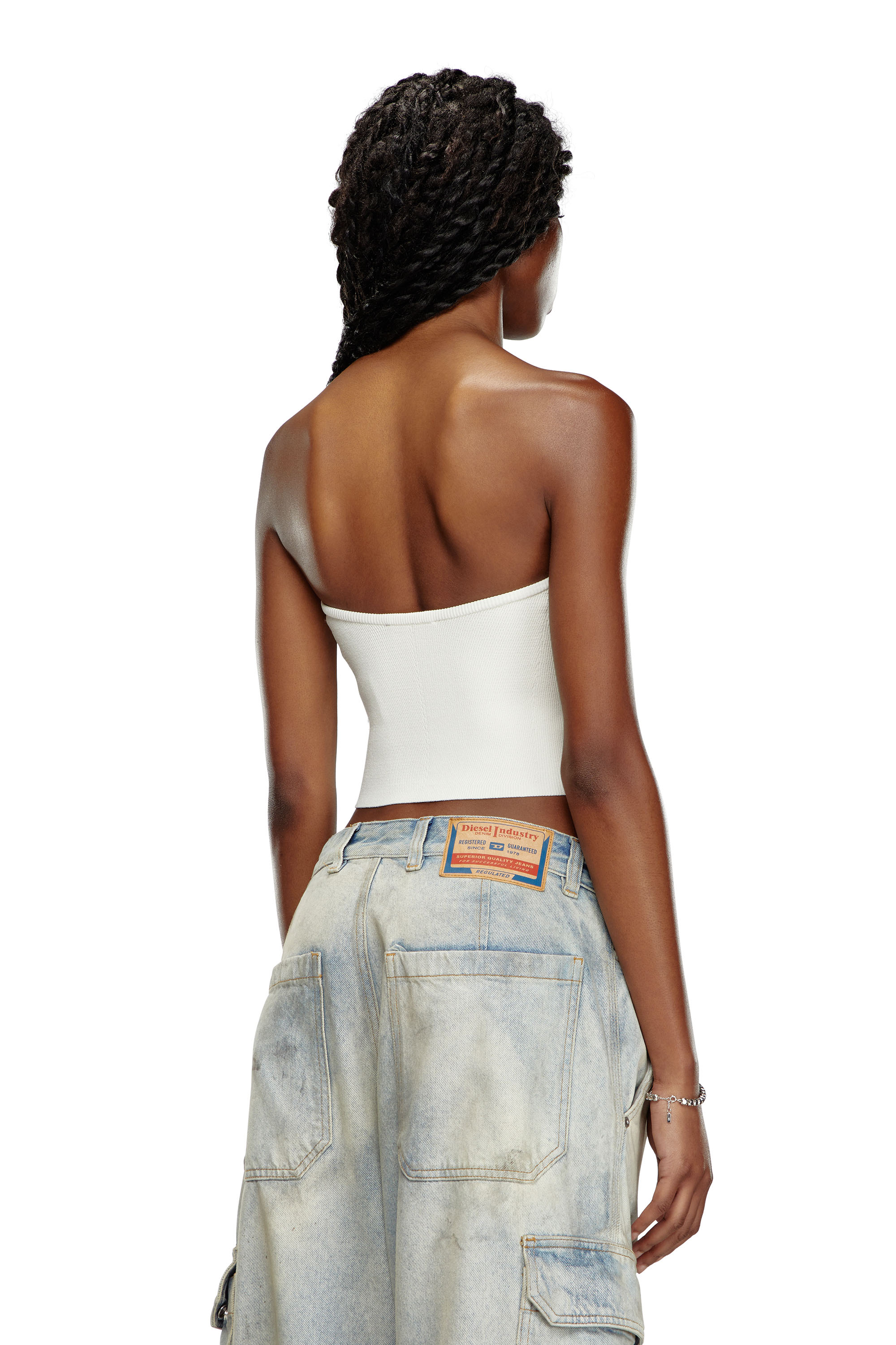 Diesel - M-CLARKSVILLEX, Woman Tube top with logo plaque in White - Image 3