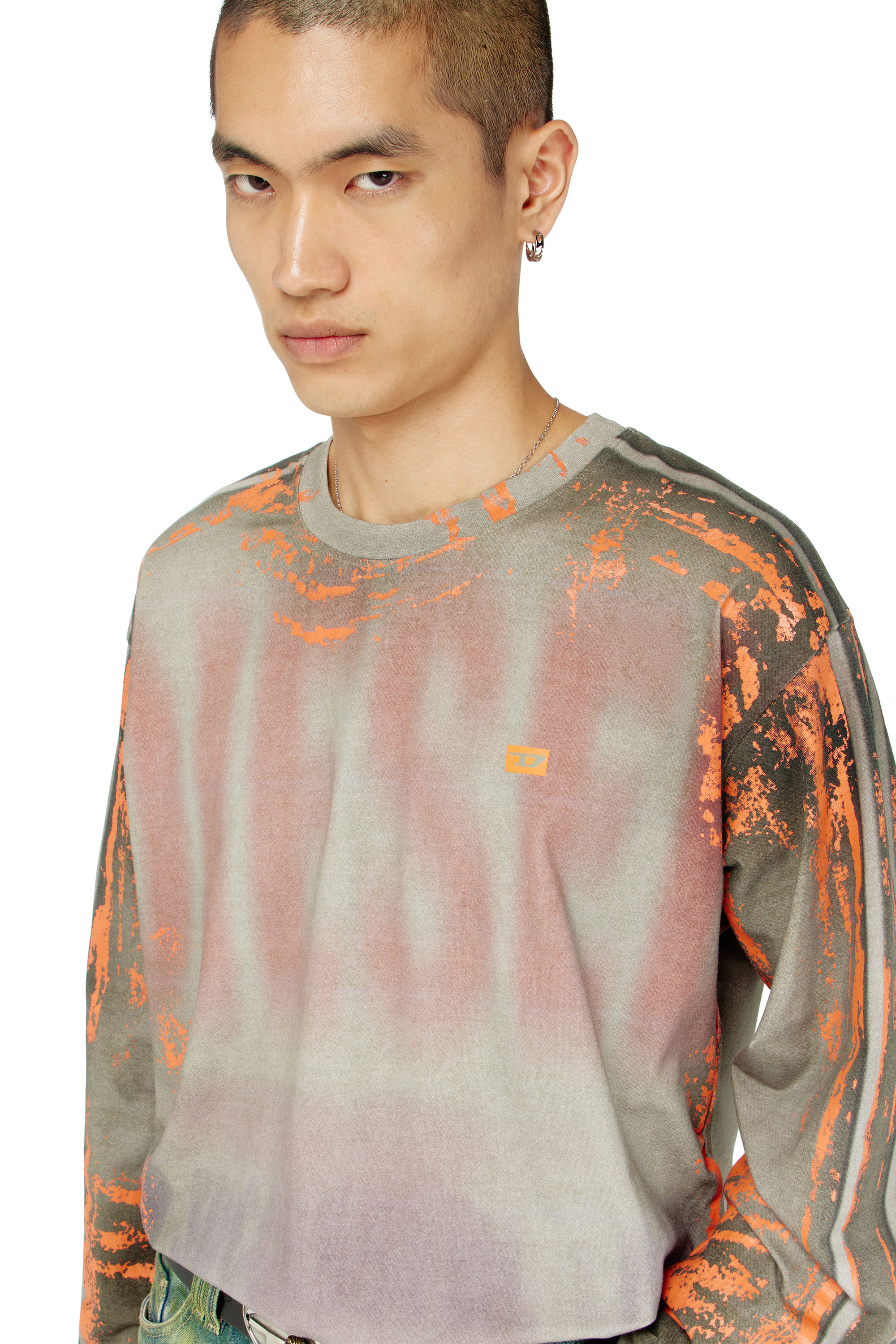 Diesel - T-FILMY, Man's Long-sleeve T-shirt in cracked jersey in null - 4