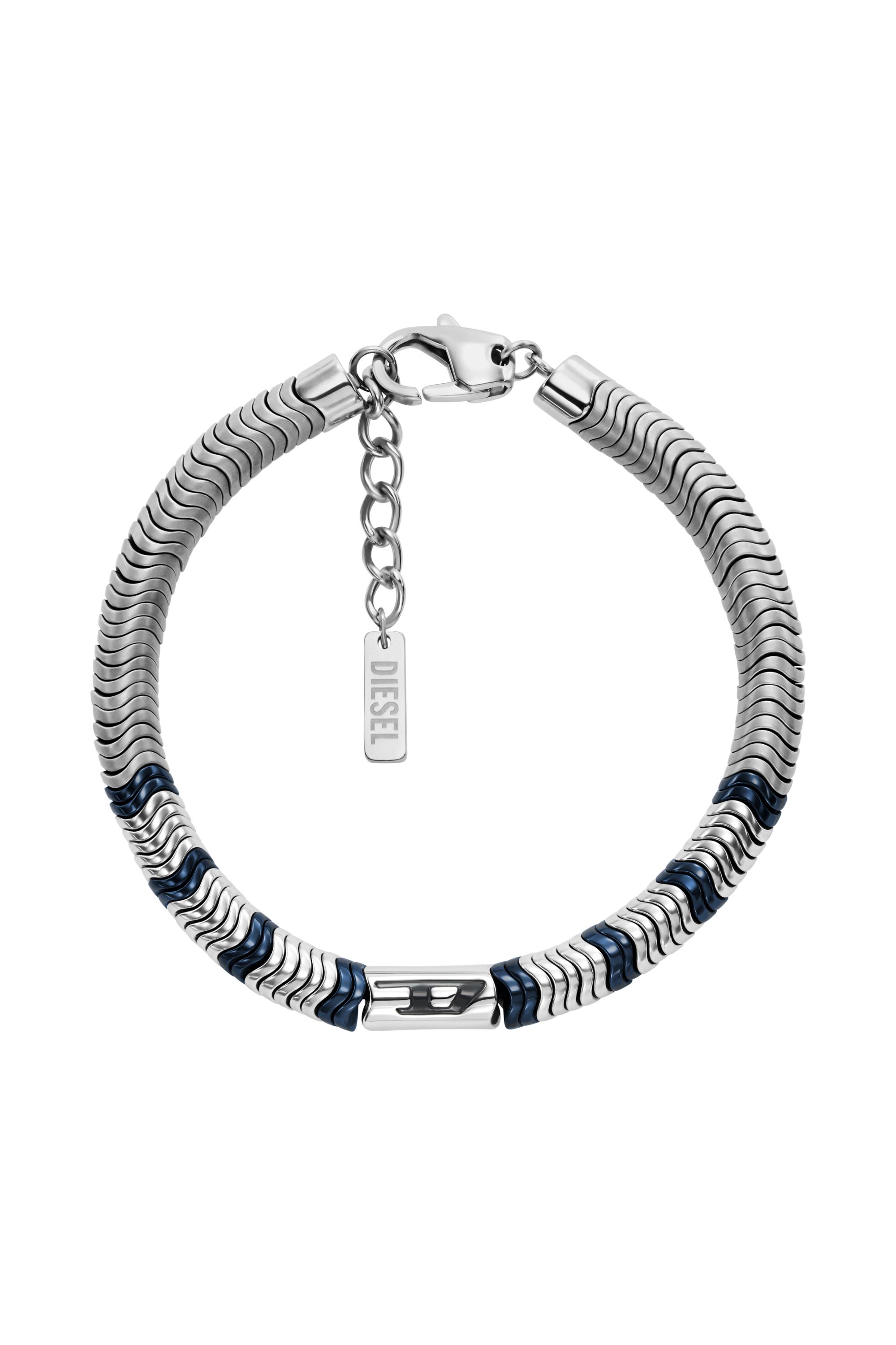 Diesel - DX1572931 JEWEL, Unisex's Hematite Beaded Bracelet in Silver/Blue - 1