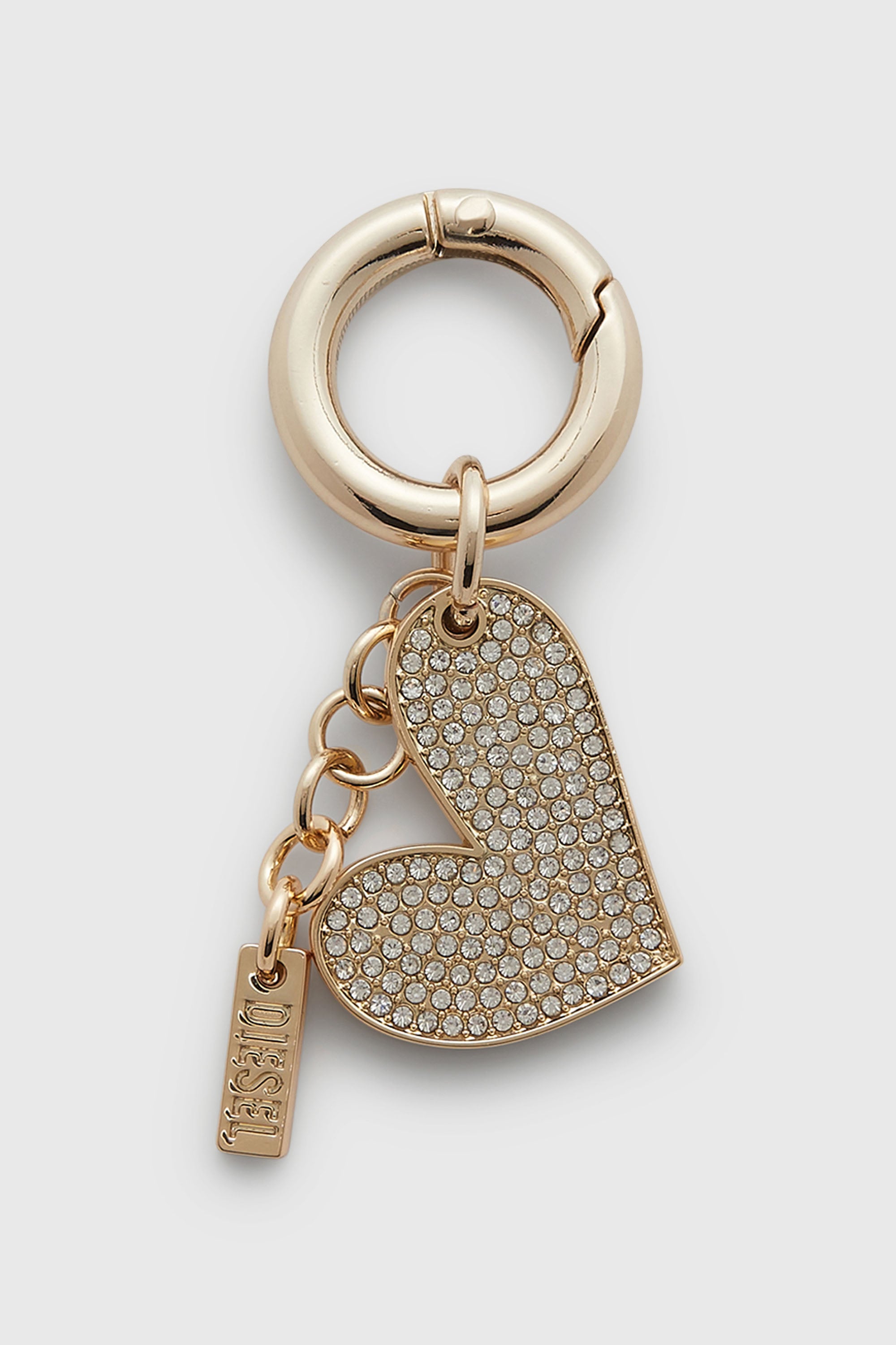 Diesel - CHARM-HEART, Woman's Metal heart charm with rhinestones in Gold - 1