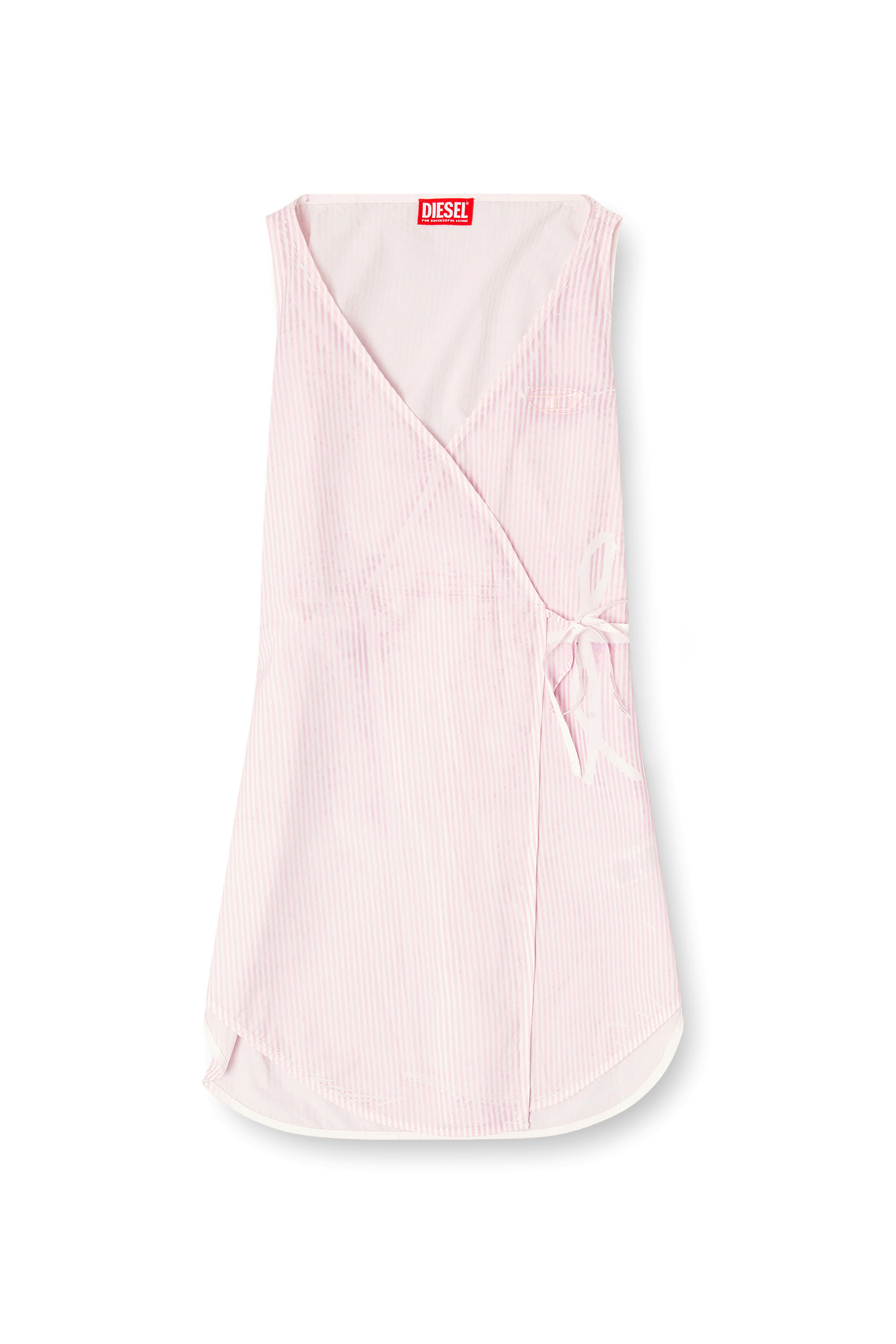 Diesel - D-ELPHOS-SL, Woman's Poplin mini dress with pinstripes in Pink - 2