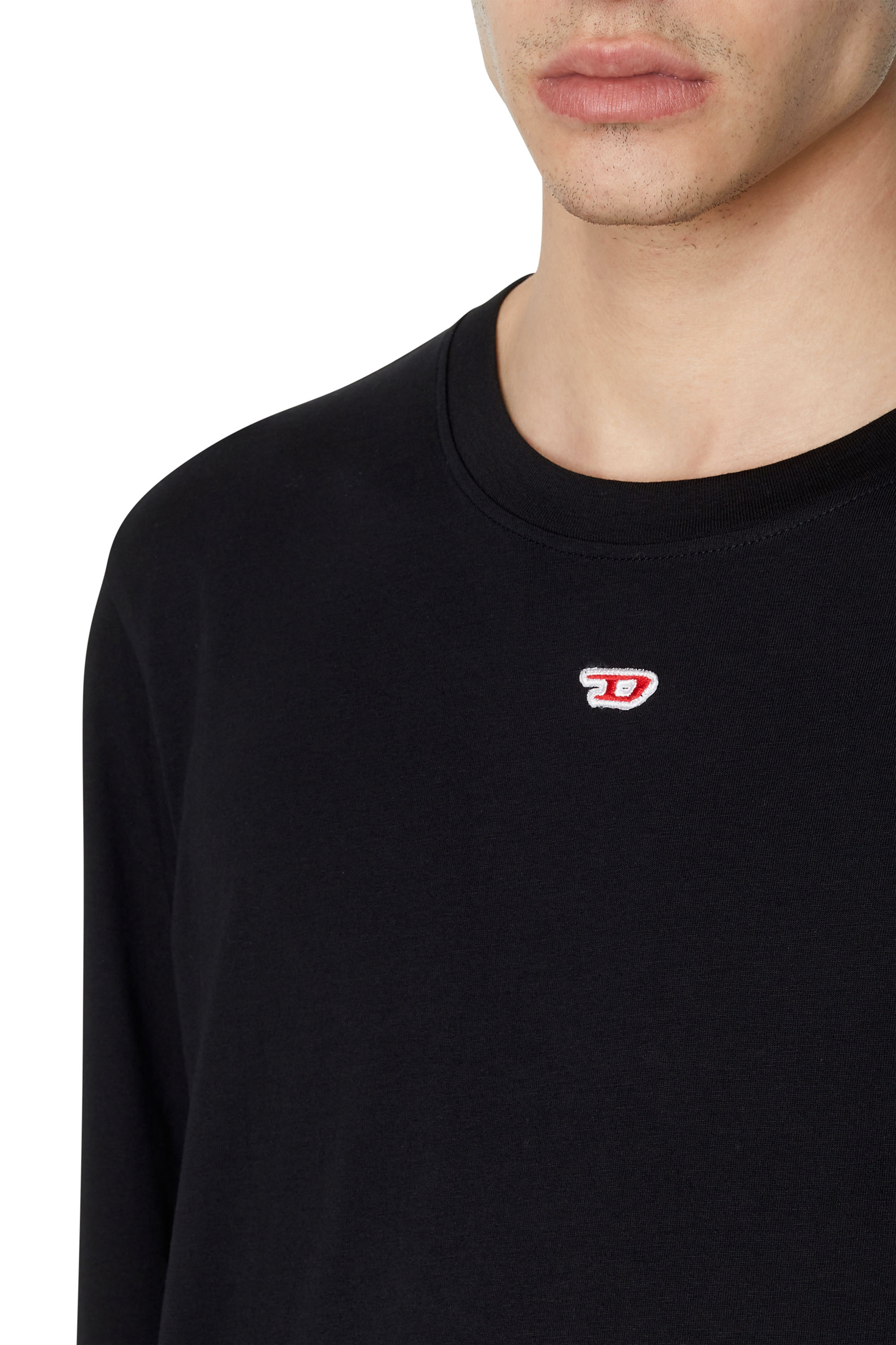 Diesel - T-JUST-LS-D, Man Long-sleeve T-shirt with D patch in Black - Image 5