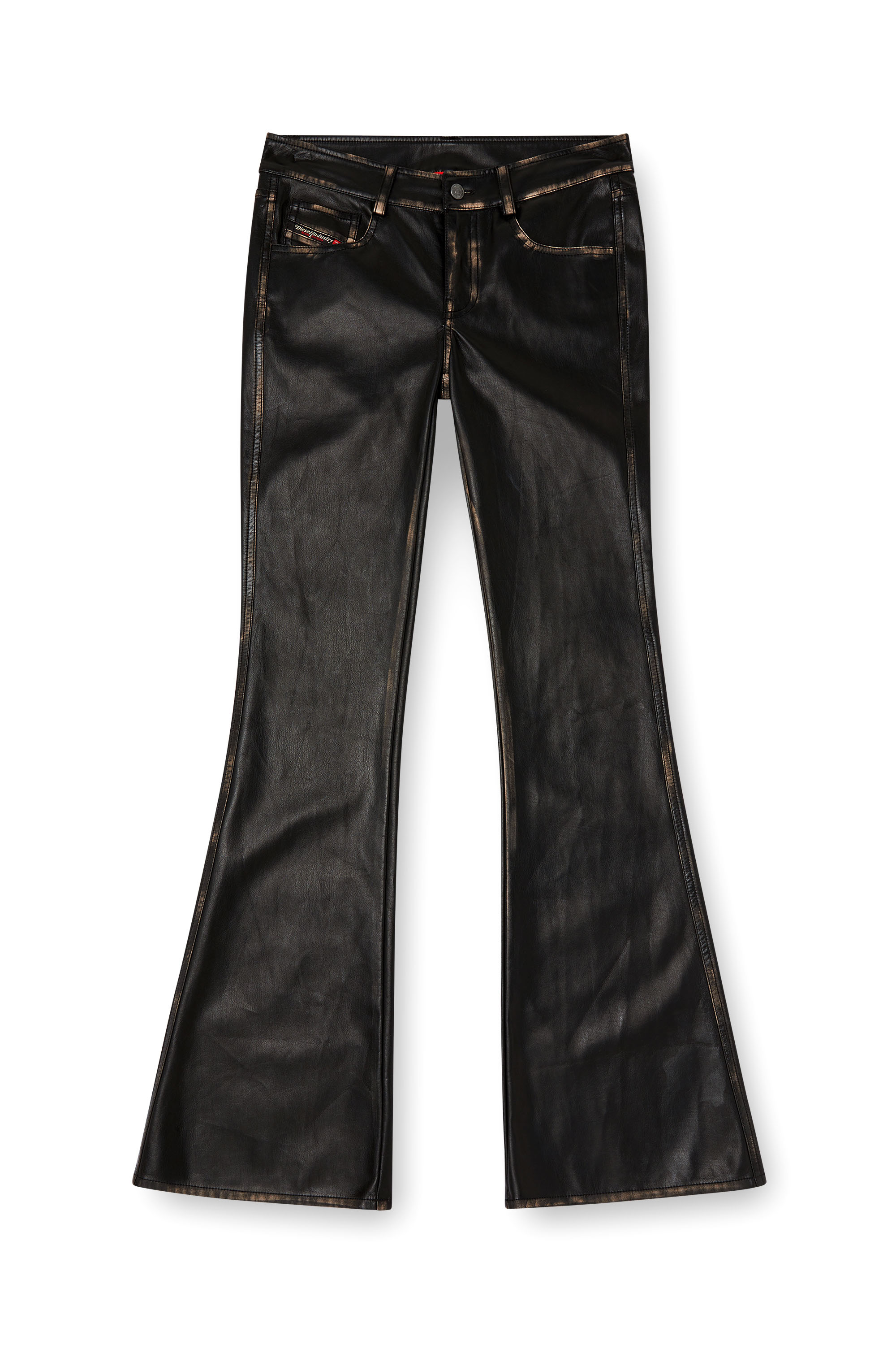 Diesel - P-STELLAR-Q1, Woman's Faux leather five pocket pants in Black - 2