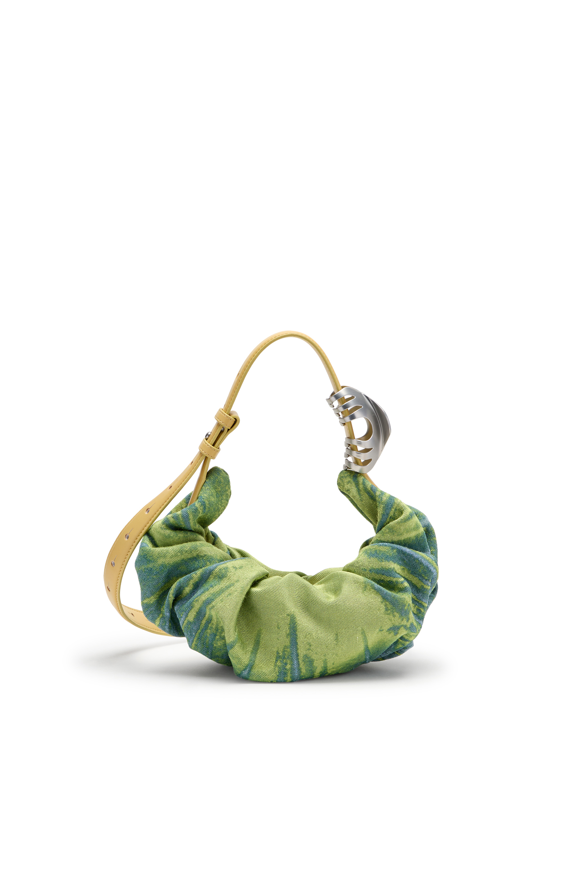 Diesel - GRAB-D HOBO S, Woman's Grab-D-Scrunched hobo bag in satin denim in Green - 2