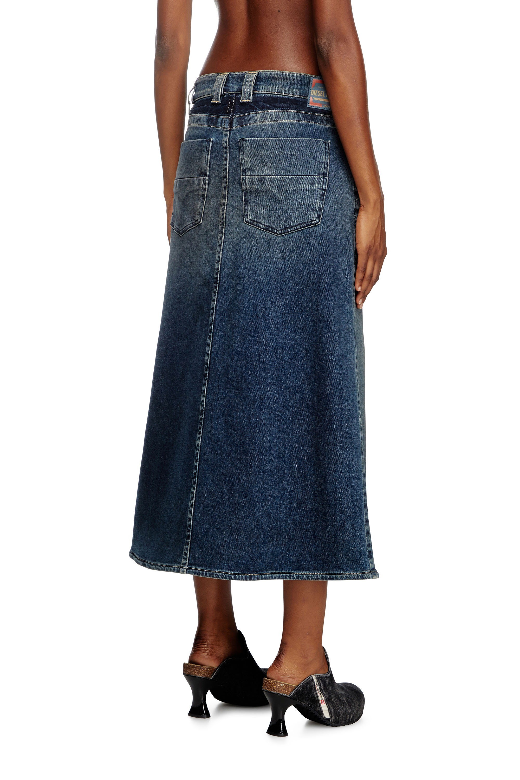 Diesel - DE-PAGO-MID-RE, Woman's Midi skirt in Rehab denim in Dark Blue - 4