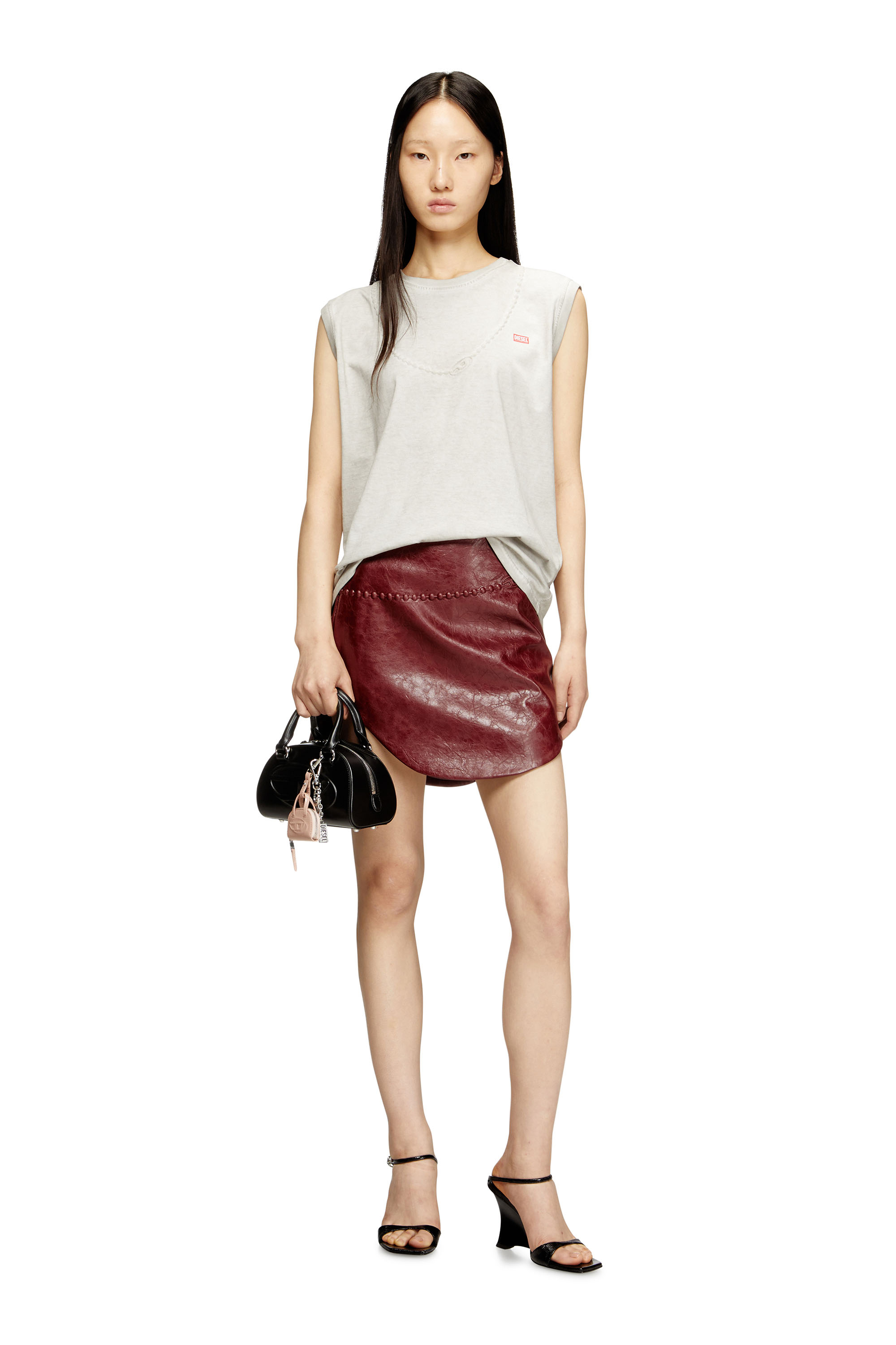 Diesel - O-HARA, Woman's Coated miniskirt with embossed motif in null - 2