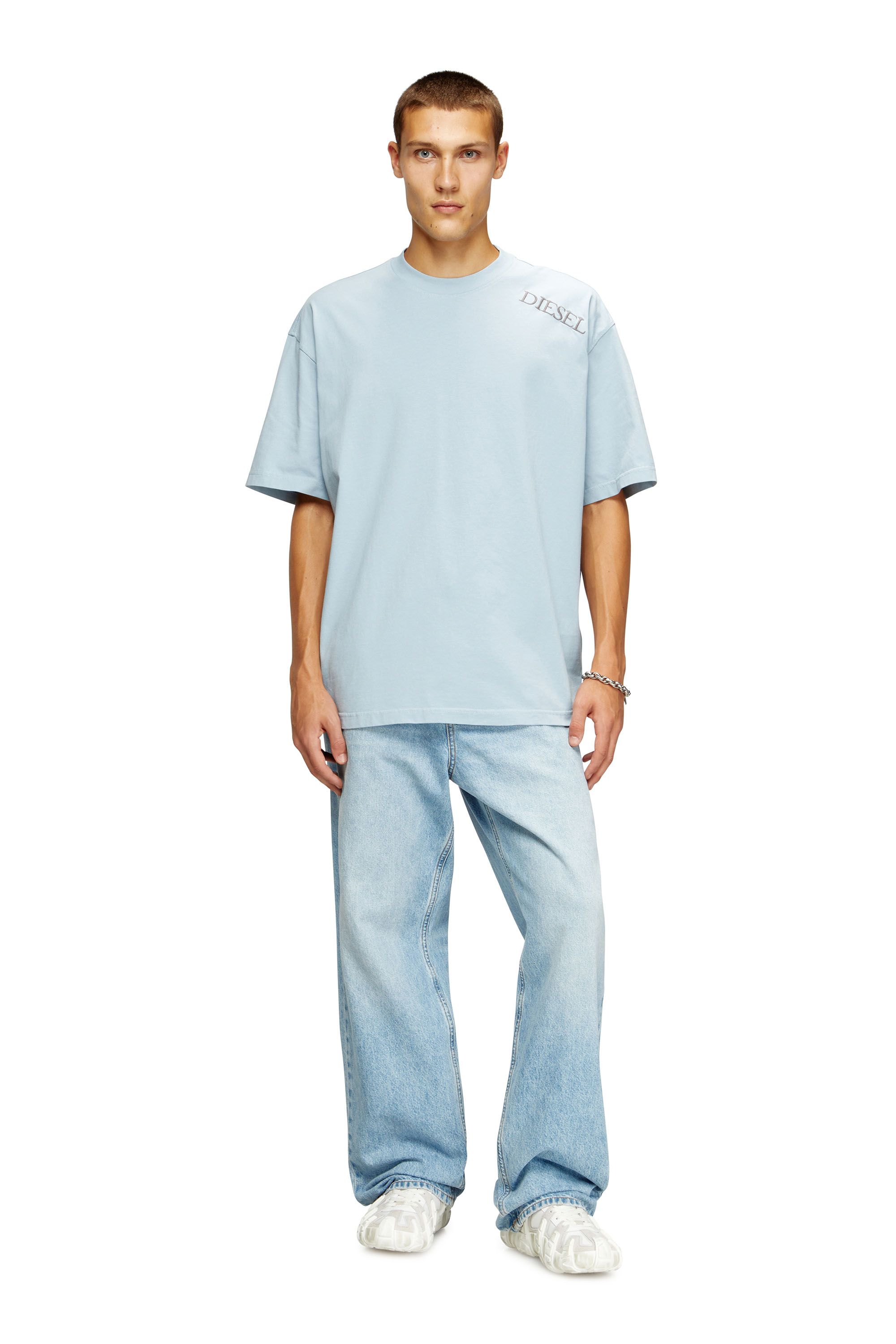 Diesel - T-BOGGY-T5, Man's Loose fit t-shirt with graphic print and logo in Light Blue - 1