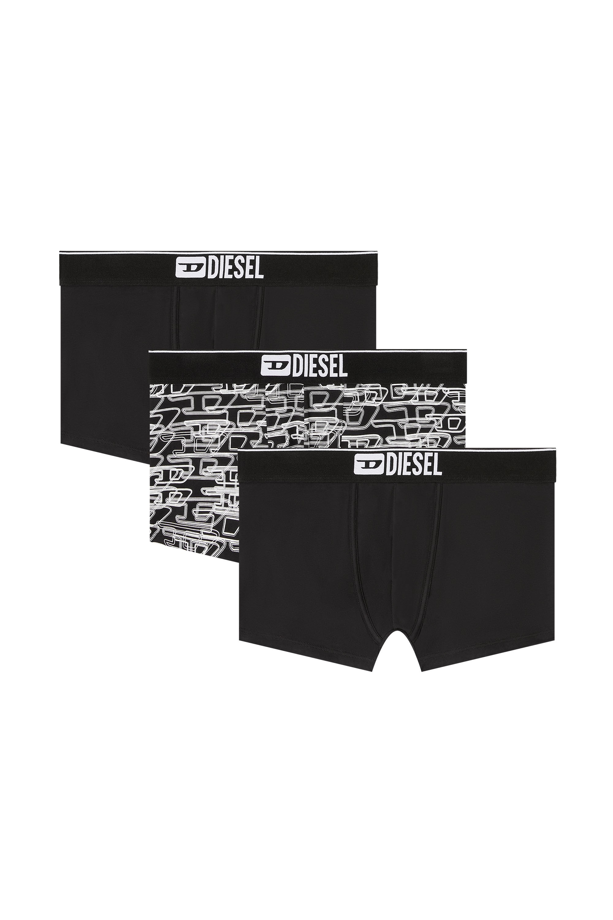 Diesel - DAMIEN-D-BOX-3PACK, Man's 3-pack of stretch cotton boxers with logo in Black/White - 1