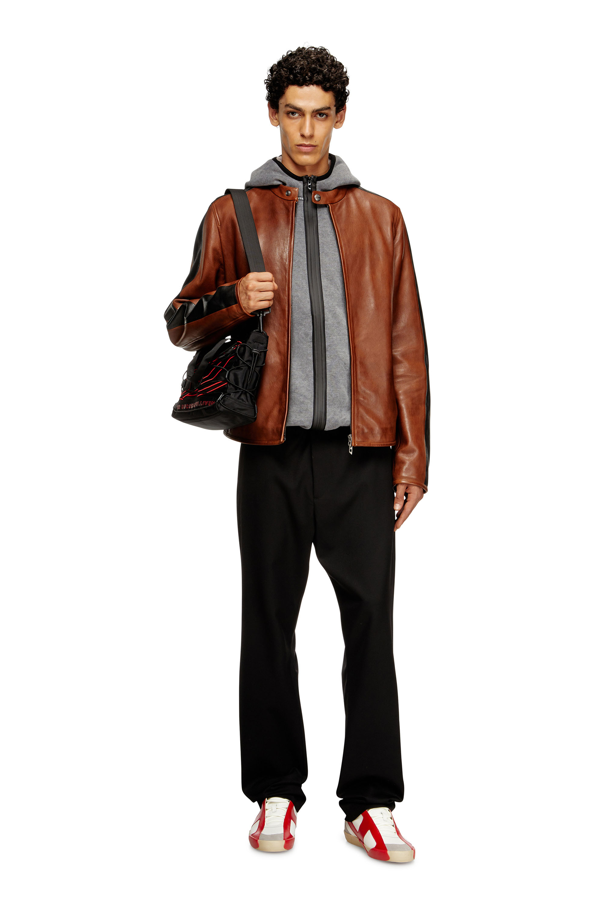 Diesel - S-HAKY-NEW, Man's Sleeveless zip-up hoodie in Grey - 1