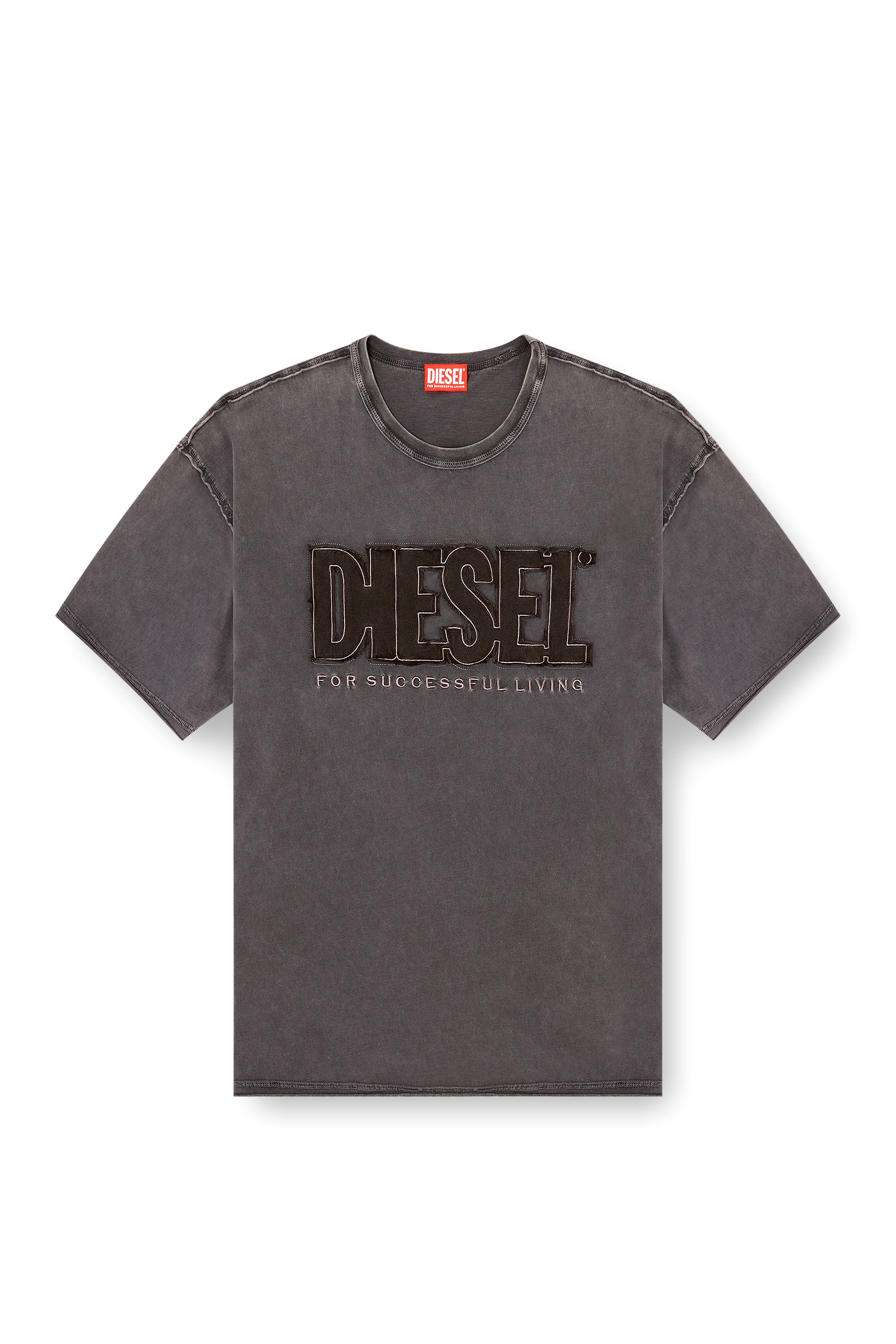 Diesel - T-RAWBOXT, Man's T-shirt with appliqué logo and raw edge in null - 3