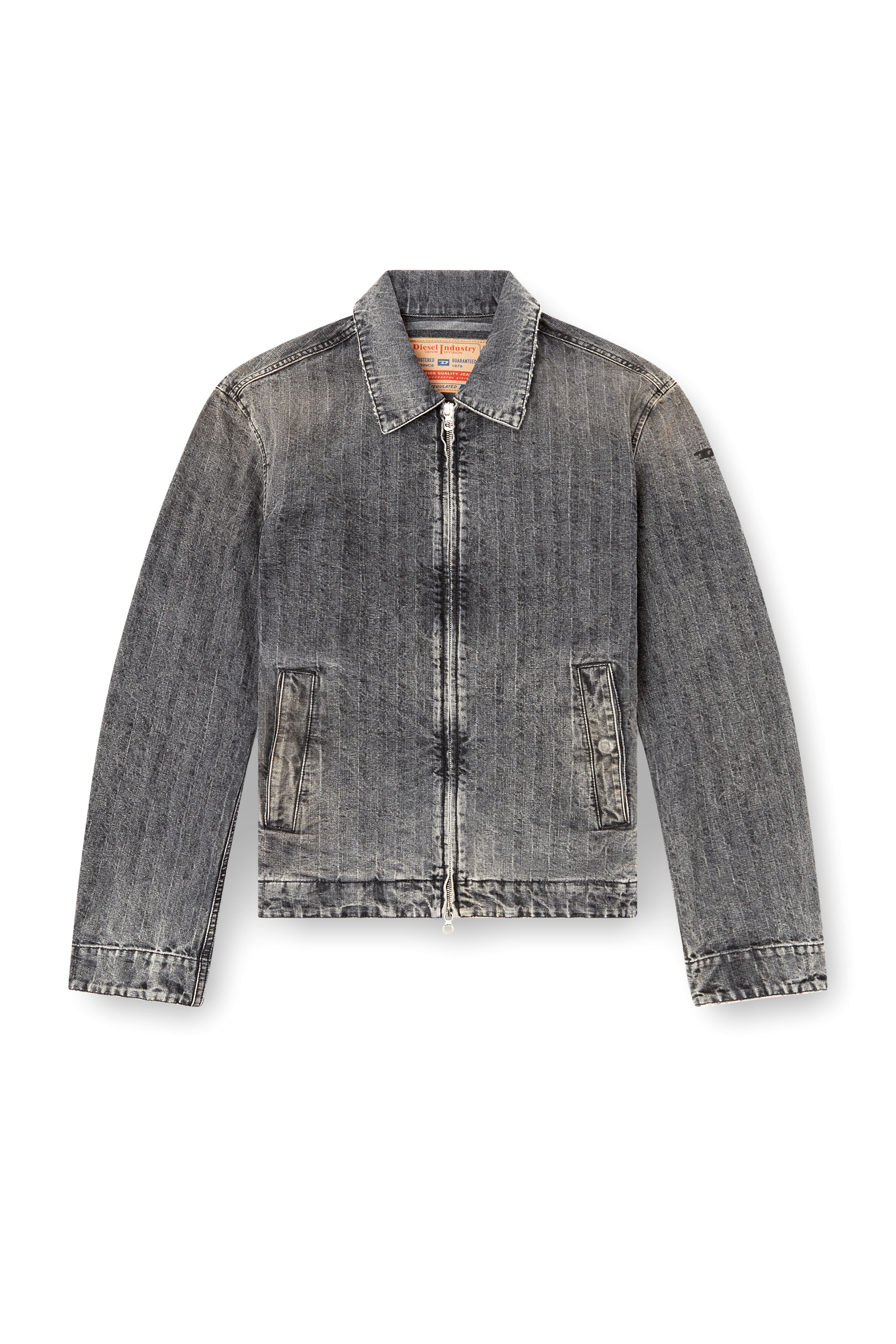 Diesel - D-ROHE, Man's Blouson jacket in herringbone denim in Black - 3