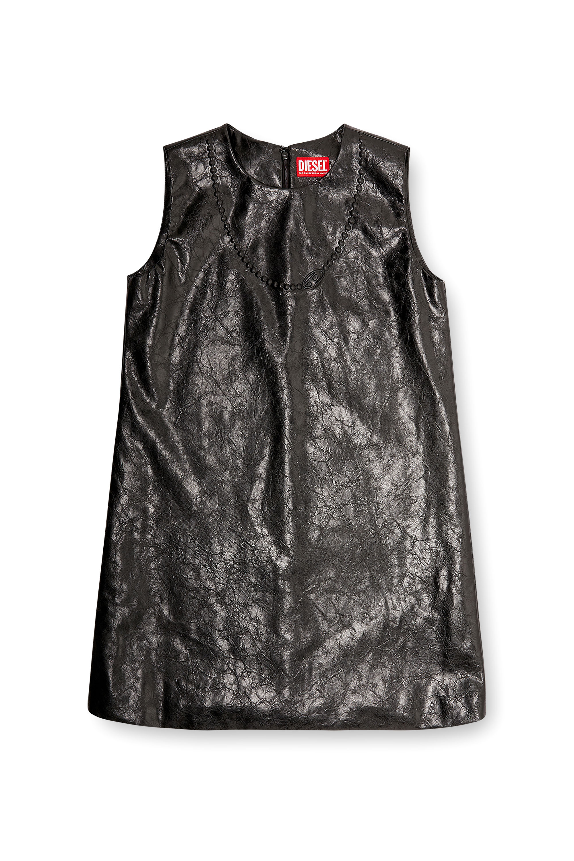 Diesel - D-ARES, Woman's Coated mini dress with embossed Oval D in Black - 2