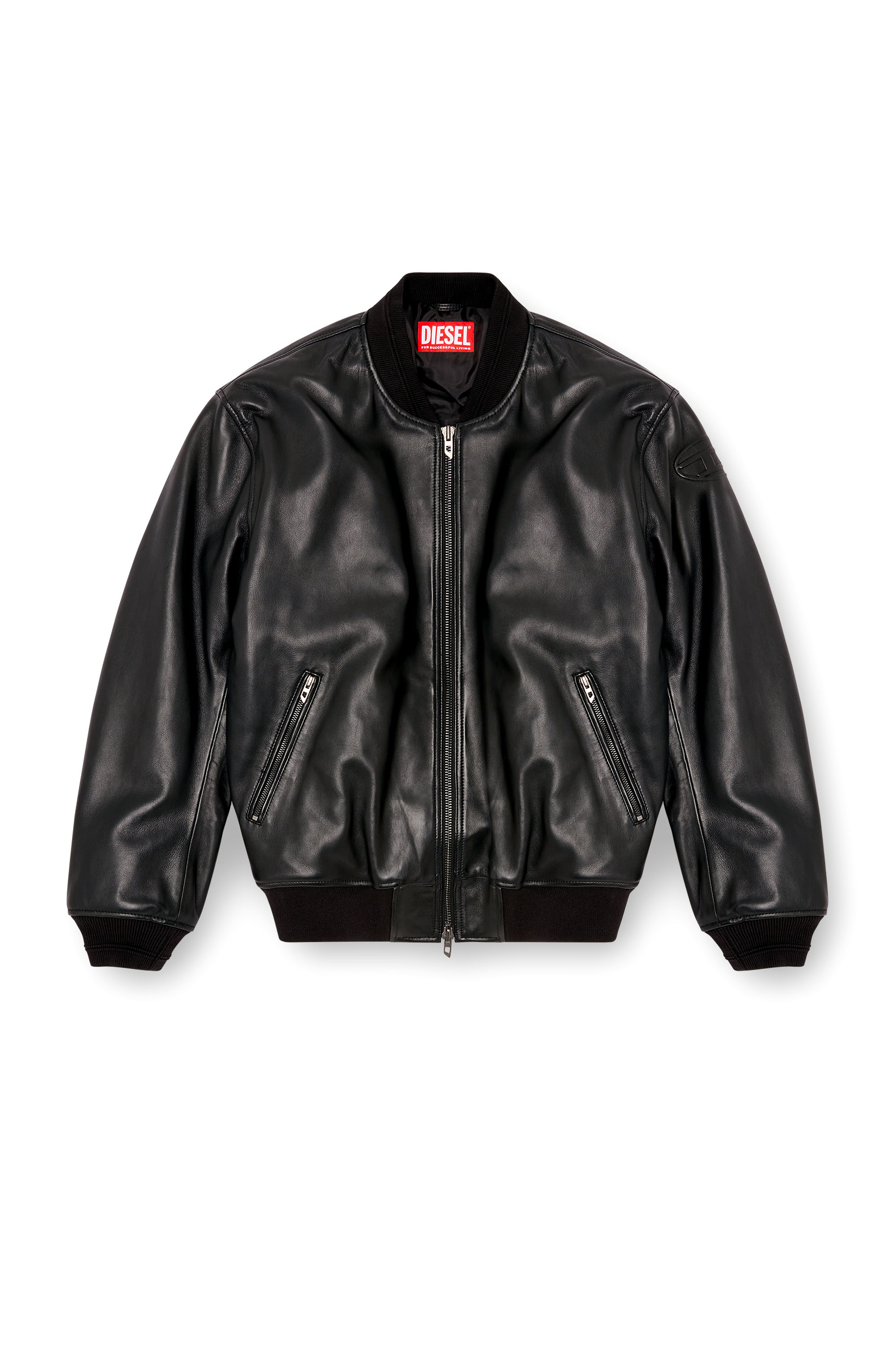 Diesel - L-KHAN, Man's Leather bomber jacket in Black - 3