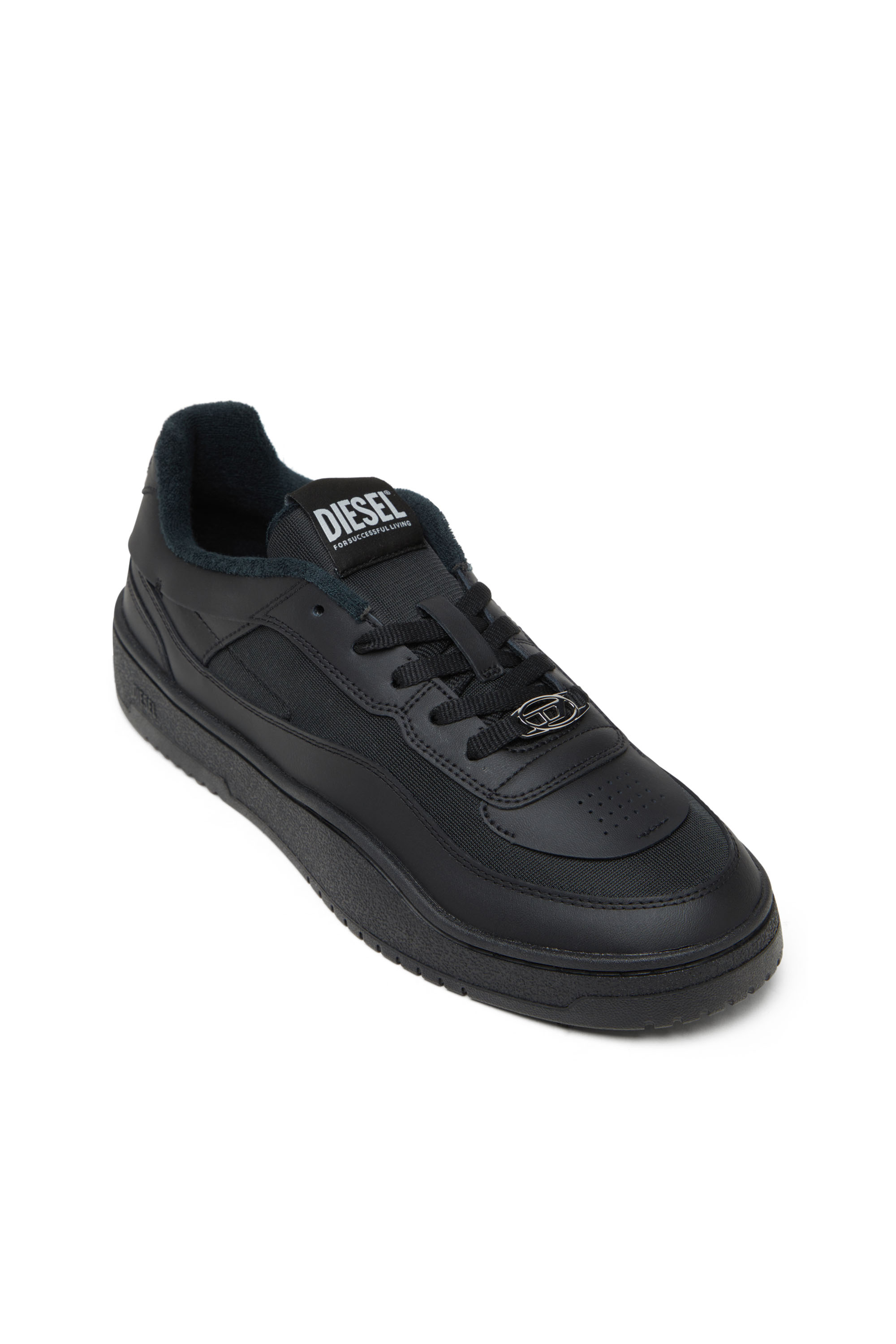 S-OVAL SKATE LOW, Black Diesel - S-OVAL SKATE LOW, Man's S-Oval Skate-Fabric-panelled leather sneakers in Black - 6