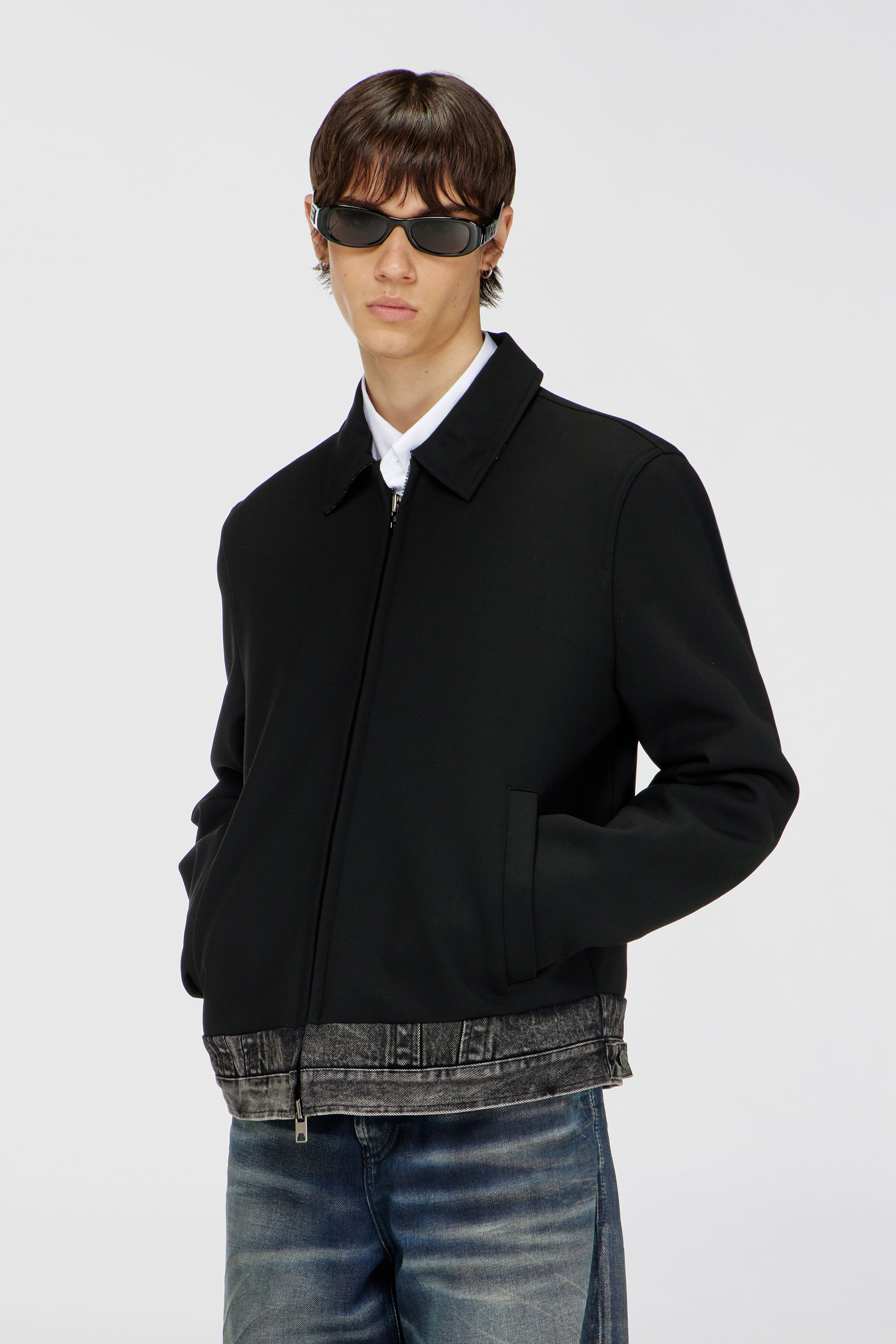 Diesel - J-RAJAM, Man's Coach jacket with denim section in Black - 3