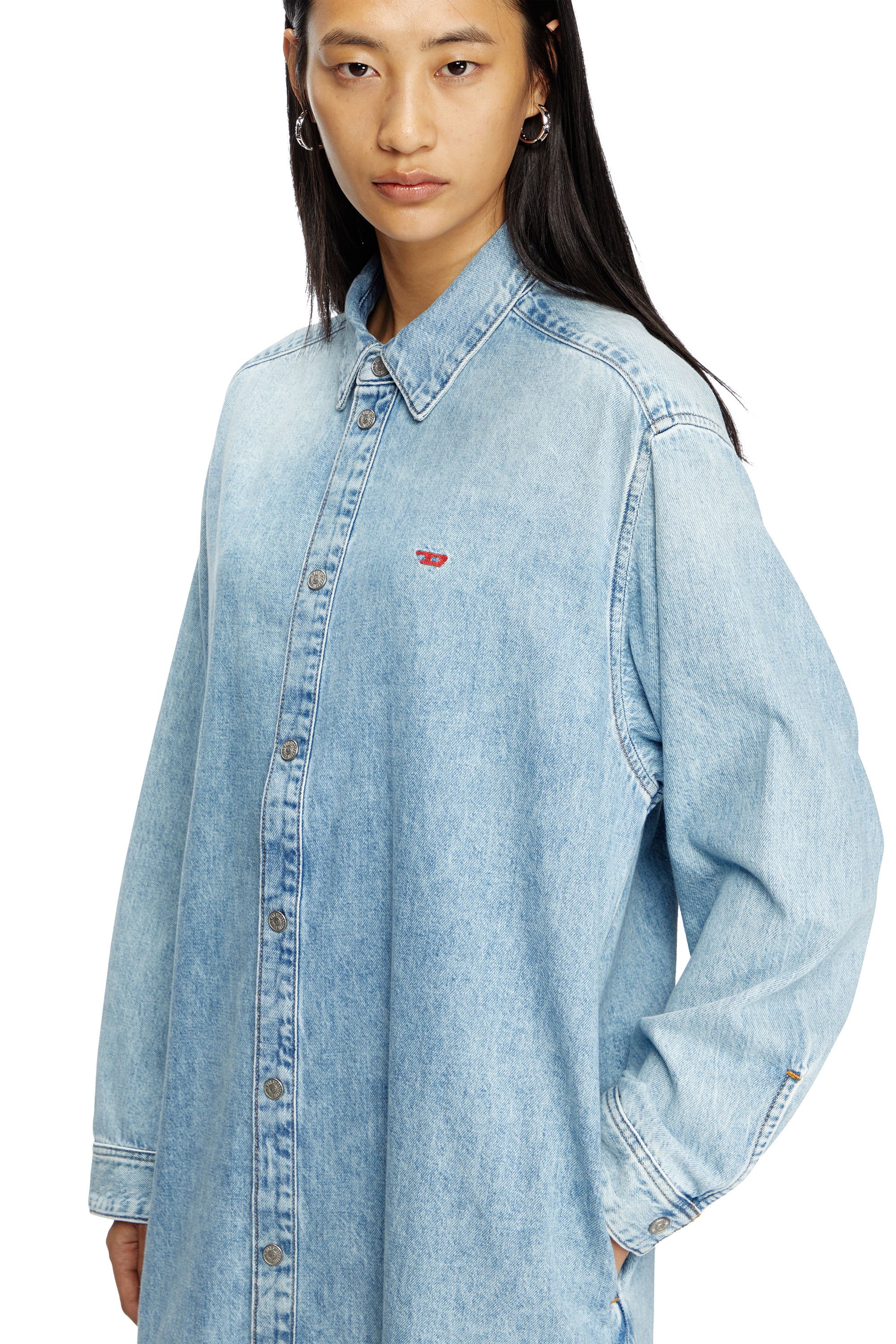 Diesel - DE-DALIS, Woman's Shirt dress in denim in Light Blue - 4