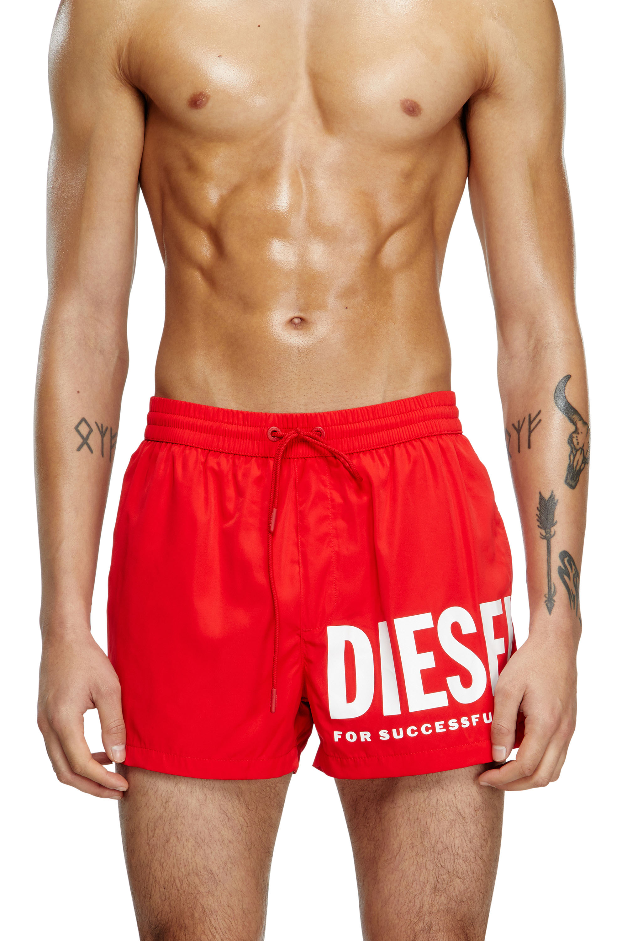 Diesel - MARIO-34-D-CORE, Man's Swim shorts with logo print in Red/White - 2