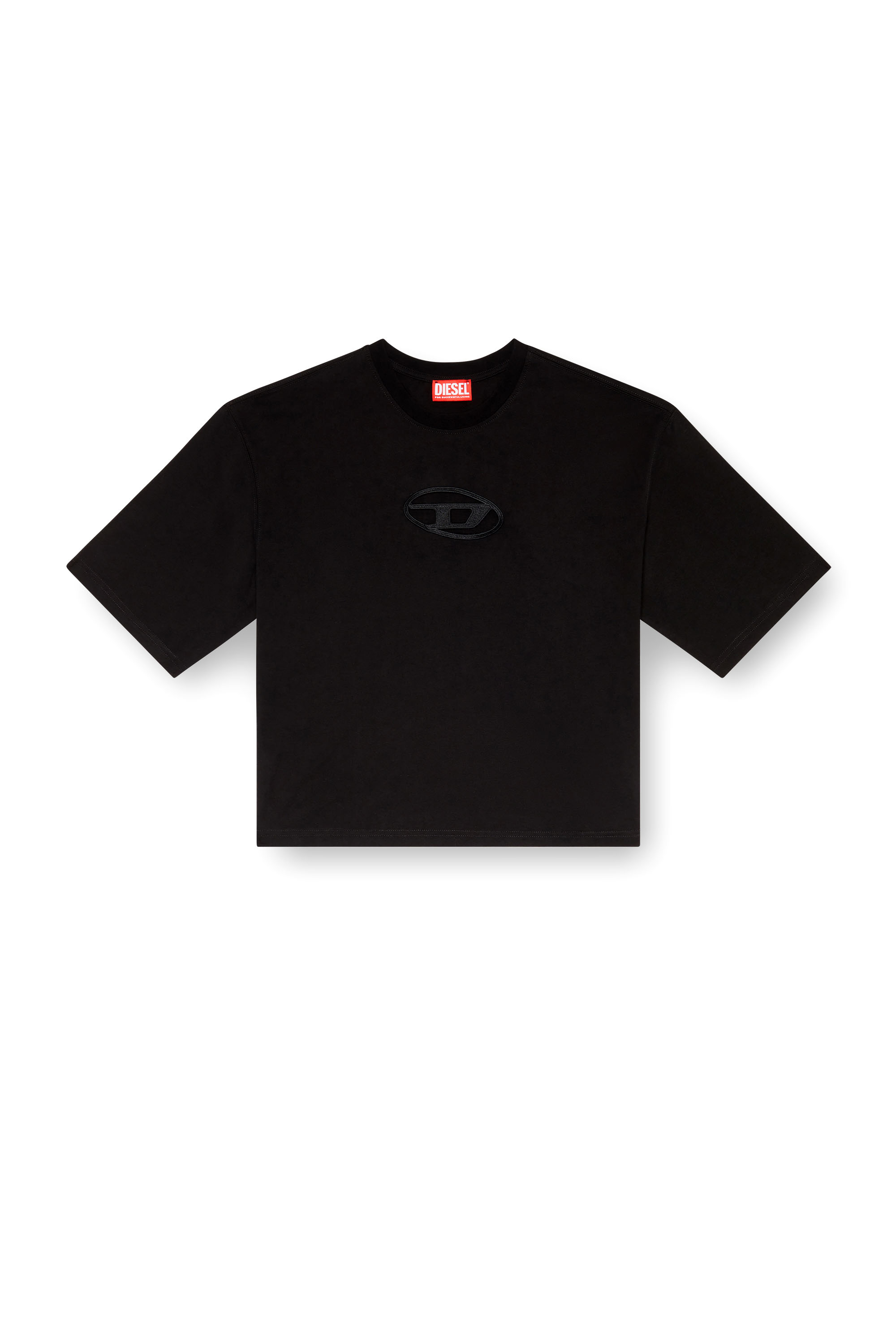 Diesel - T-ROWY-OD, Woman's Boxy T-shirt with embroidered D in Black - 2