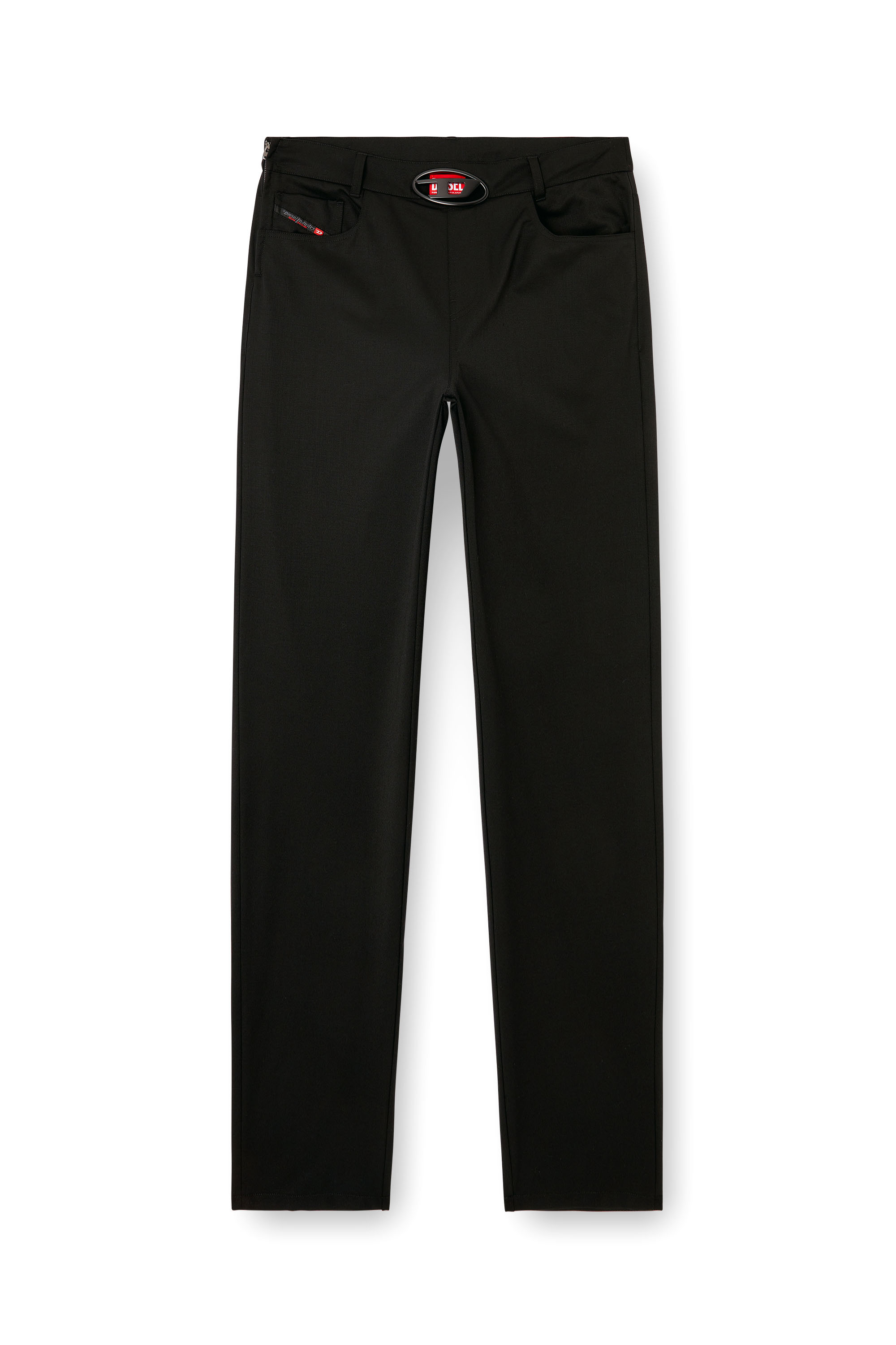 Diesel - P-DMAX, Man's Wool blend pants with D buckle waistband in Black - 3