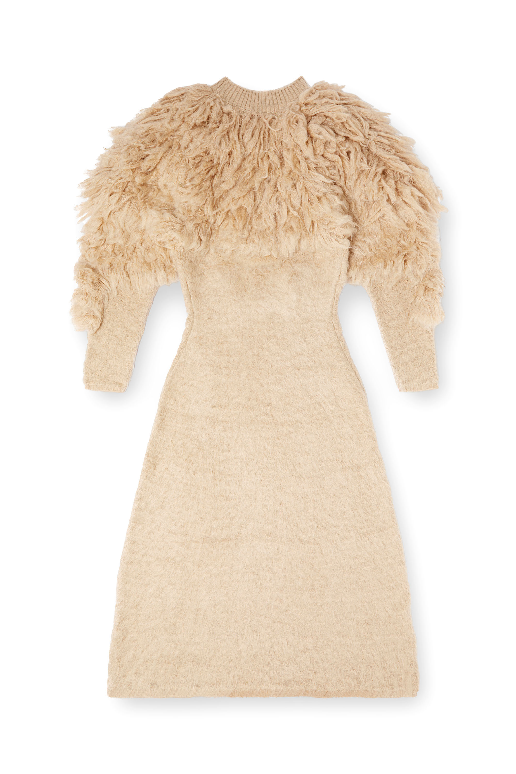 Diesel - M-PACE, Woman's Turtleneck dress in shaggy mohair in Beige - 2