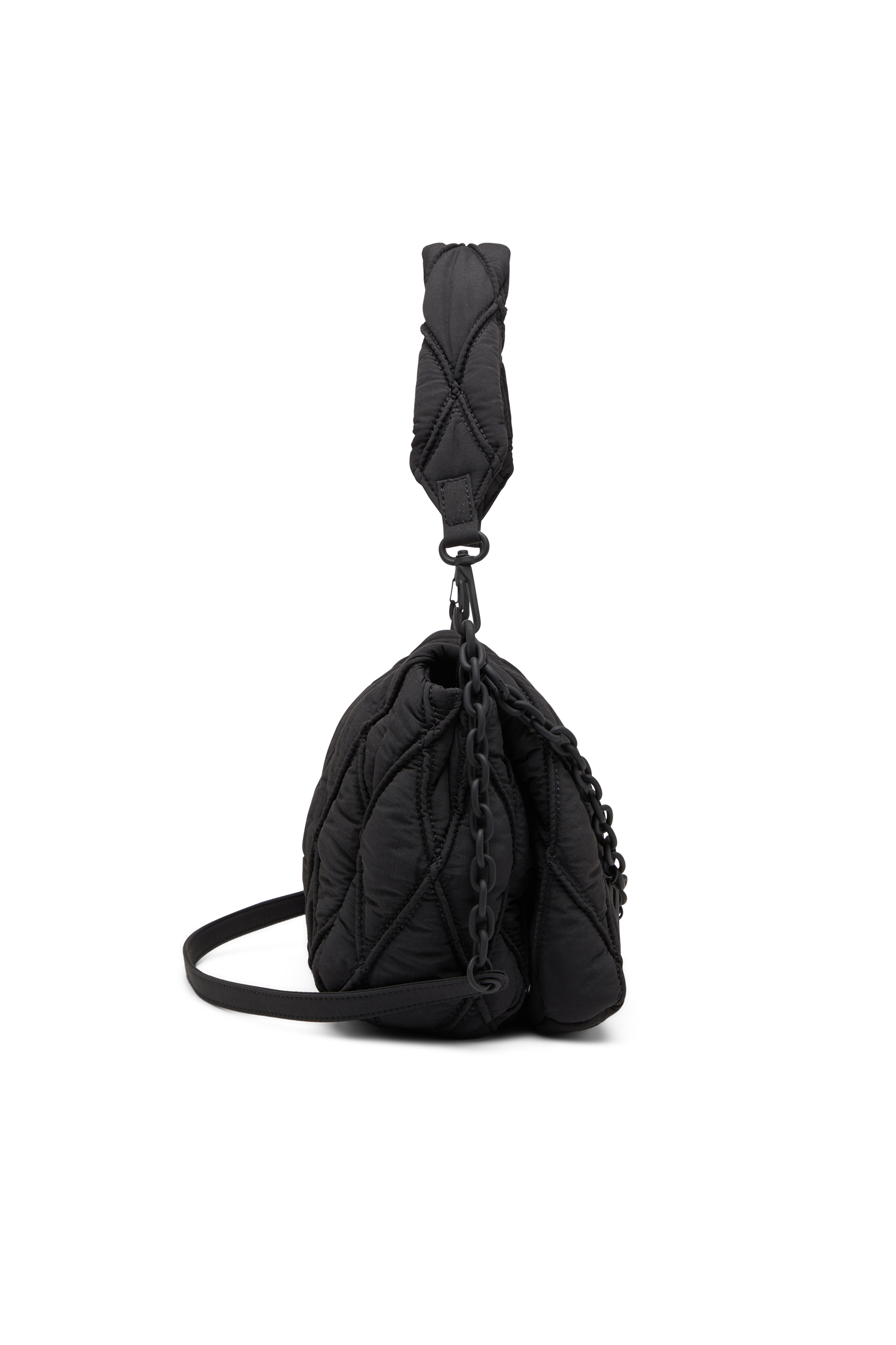 Diesel - CHARM-D SHOULDER M, Woman's Charm-D M-Shoulder bag in quilted nylon in Black - 3