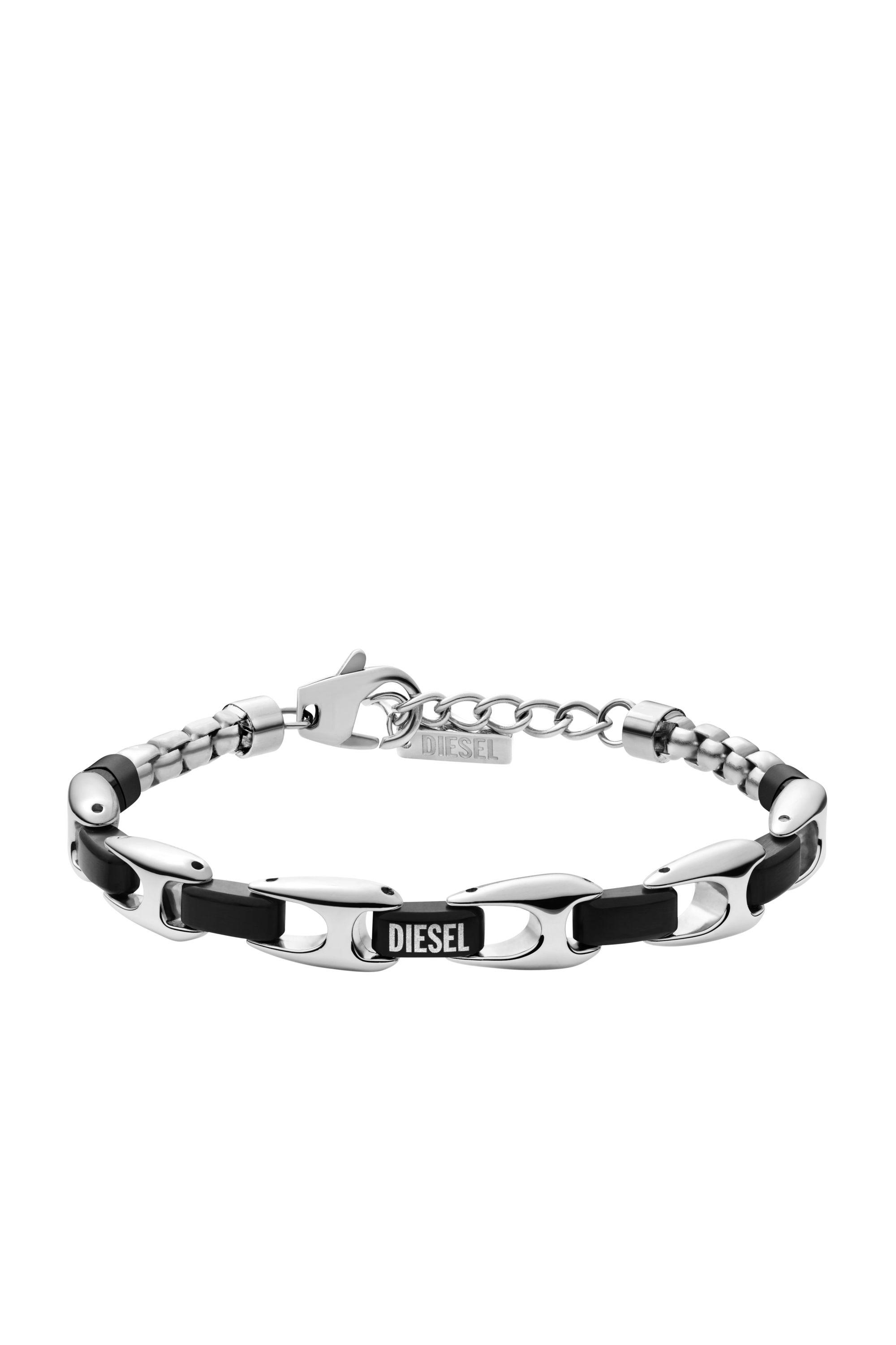Diesel - DX1634931 JEWELLERY, Unisex's Two-tone stainless steel chain bracelet in Silver/Black - 1