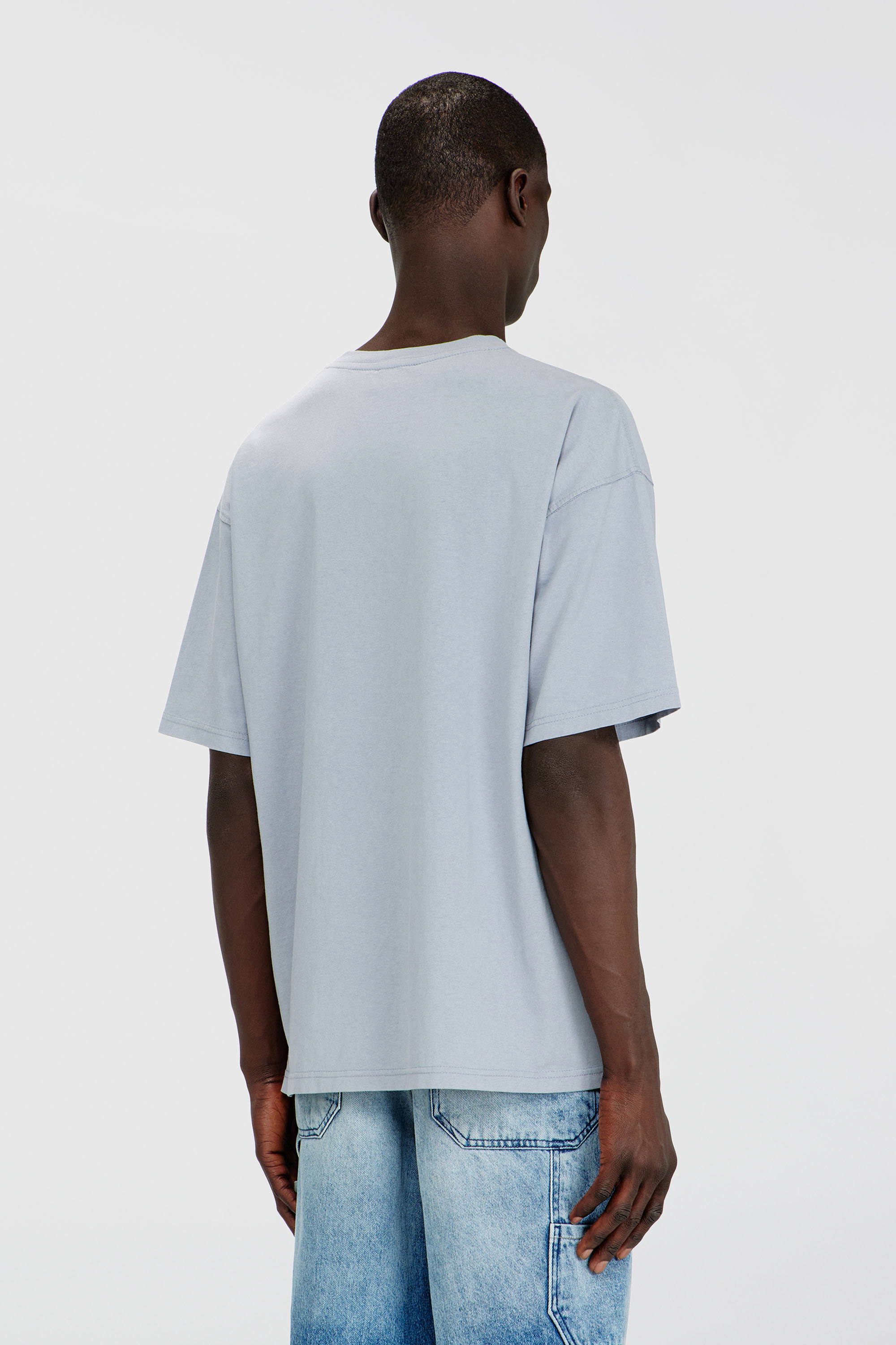 Diesel - T-BOXT-N14, Man's T-shirt with distressed flocked logo in Light Blue - 4