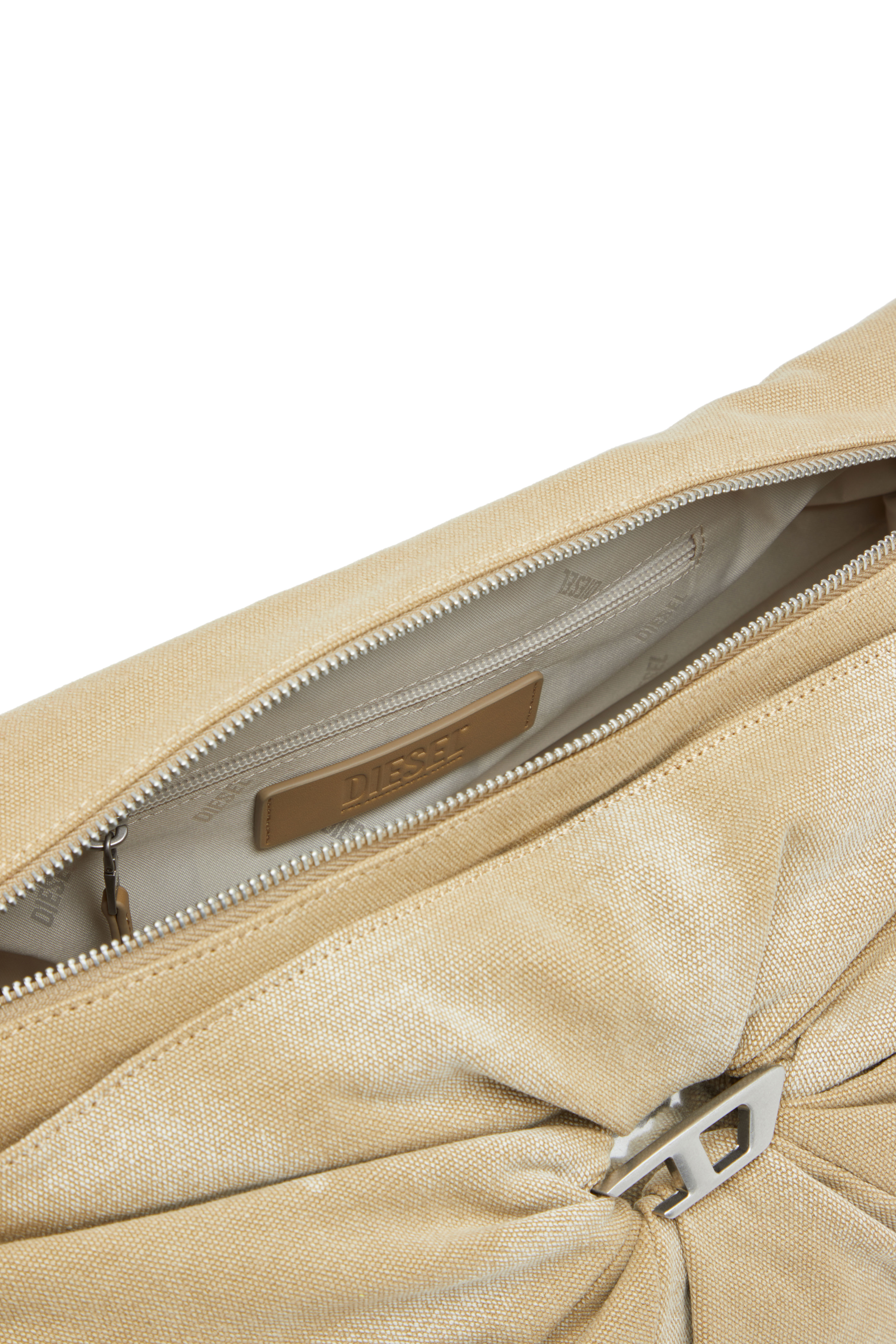 Diesel - SCRUNCH-D CROSSBODY L, Woman's Scrunch-D L-Scrunched duffle bag in treated canvas in Beige - 3