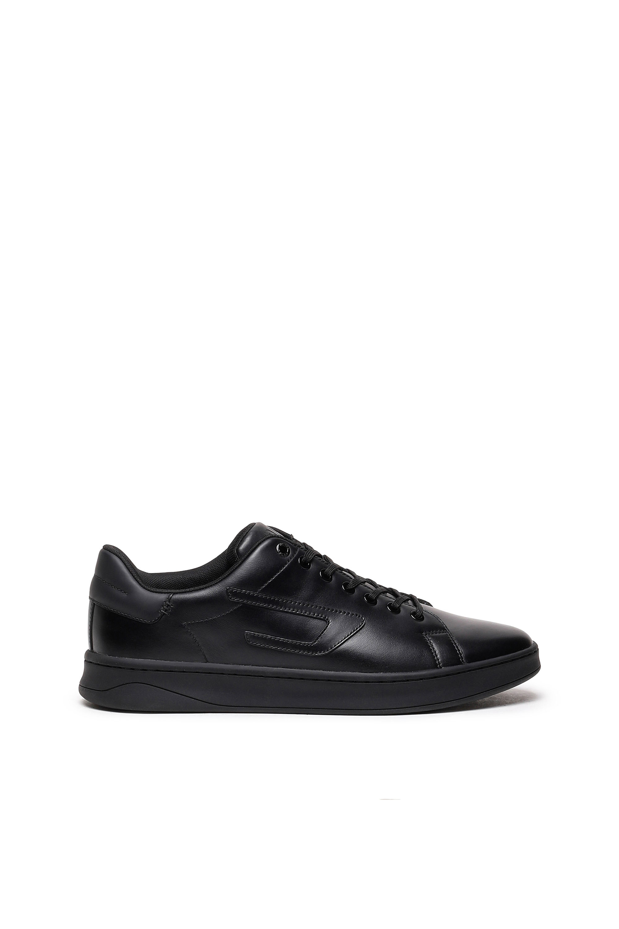 Diesel - S-ATHENE LOW, Man S-Athene Low-Low-top leather sneakers with D patch in Black - Image 1