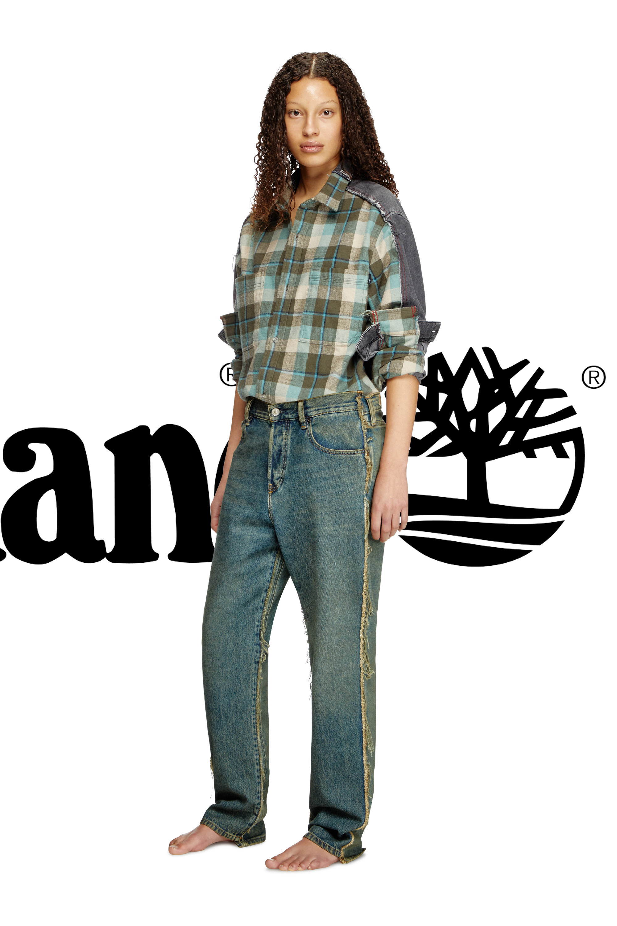 Diesel - Shirt Dieseloves 2B, Unisex's Check and denim shirt in Green/Black - 2