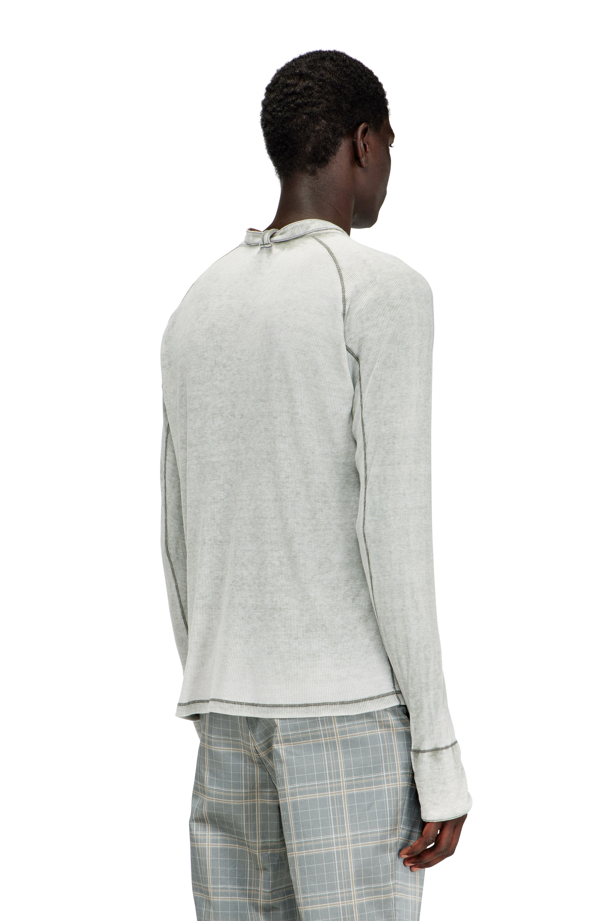 Diesel - T-GOHAN, Man's Rib-jersey top with biker neck strap in Grey - 4