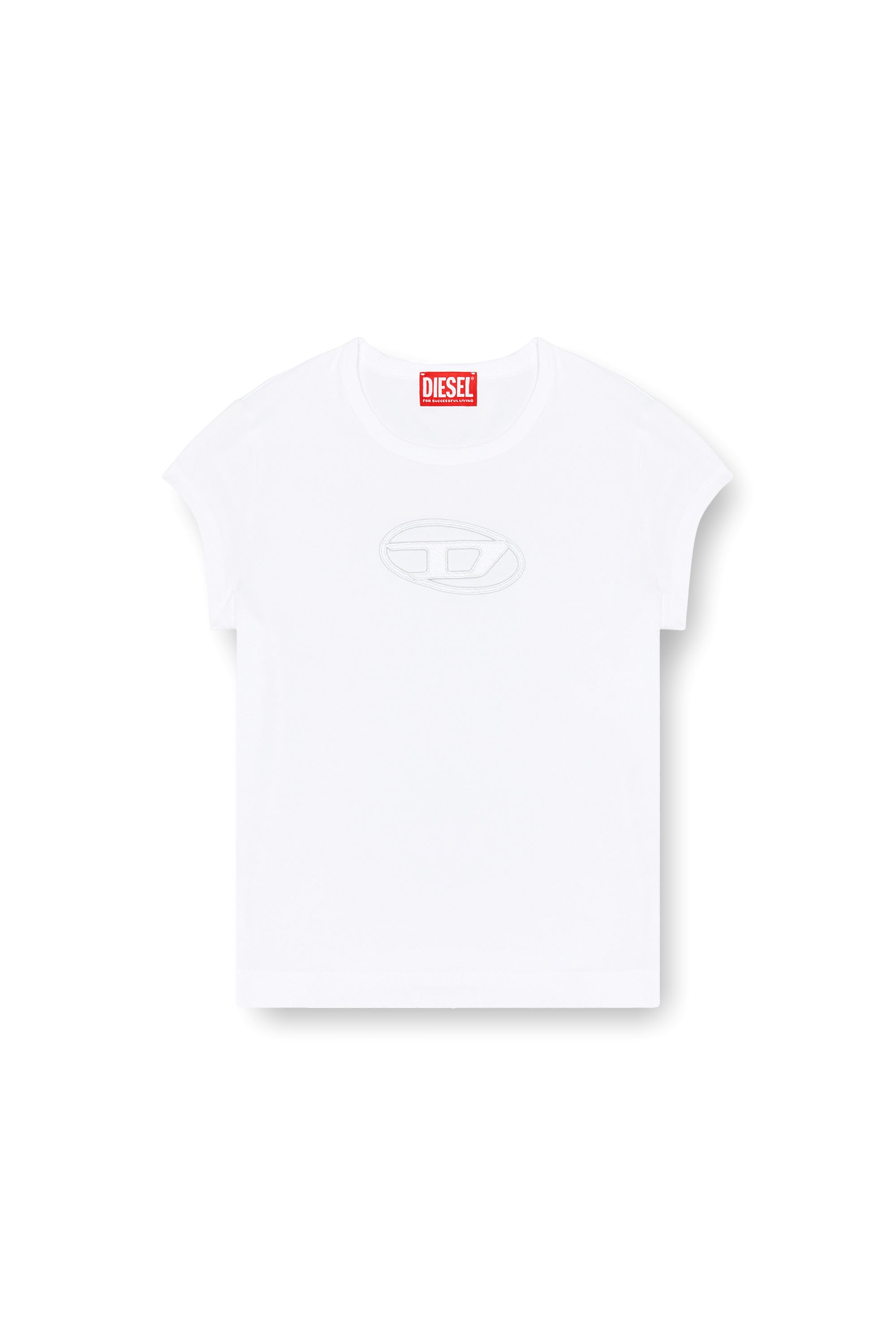 Diesel - T-ANGIE, Woman's T-shirt with peekaboo logo in White - 3