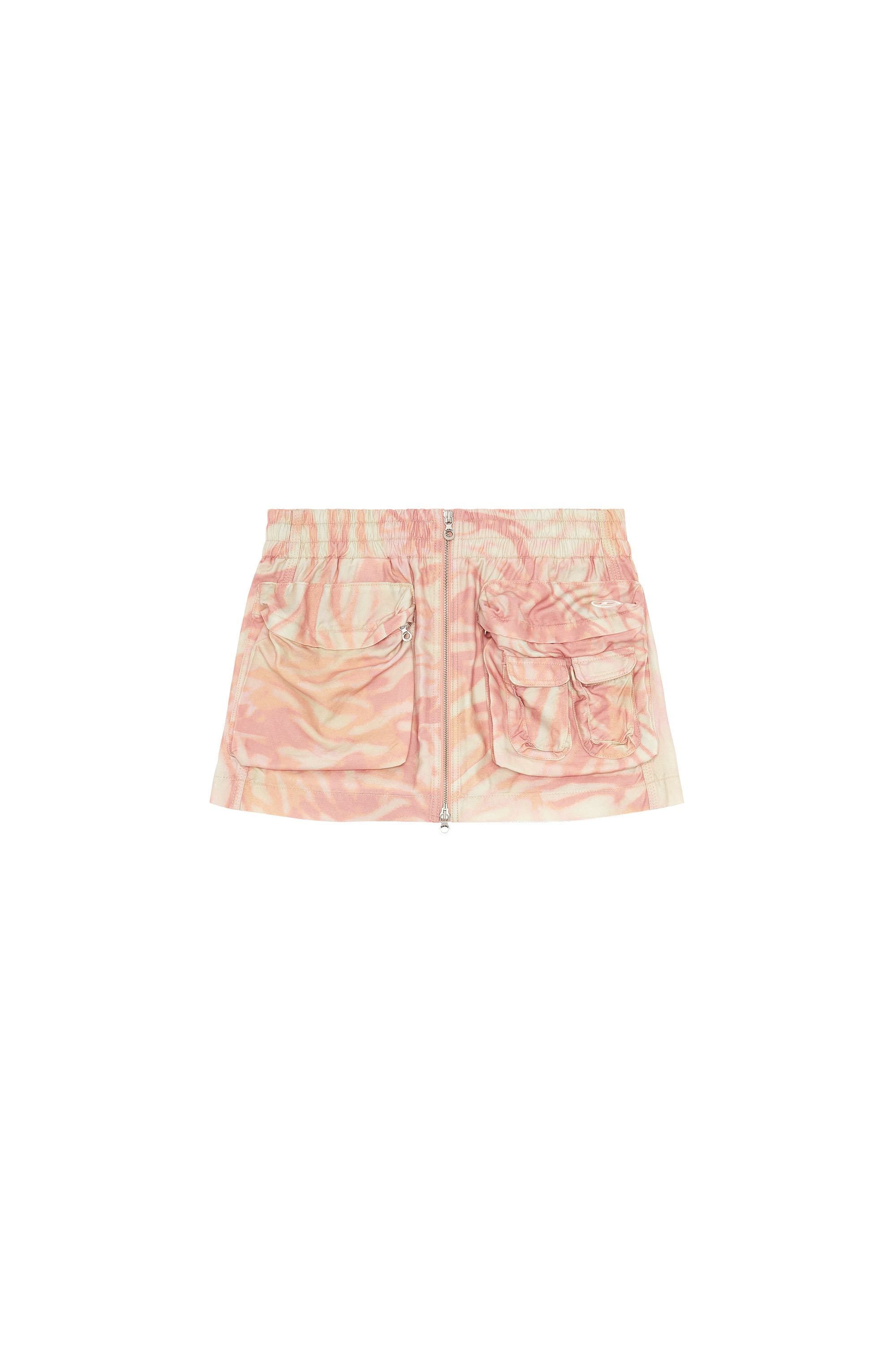 O-MIRTY, Pink Diesel - O-MIRTY, Woman's Mini cargo skirt in zebra-camo twill in Pink - 1