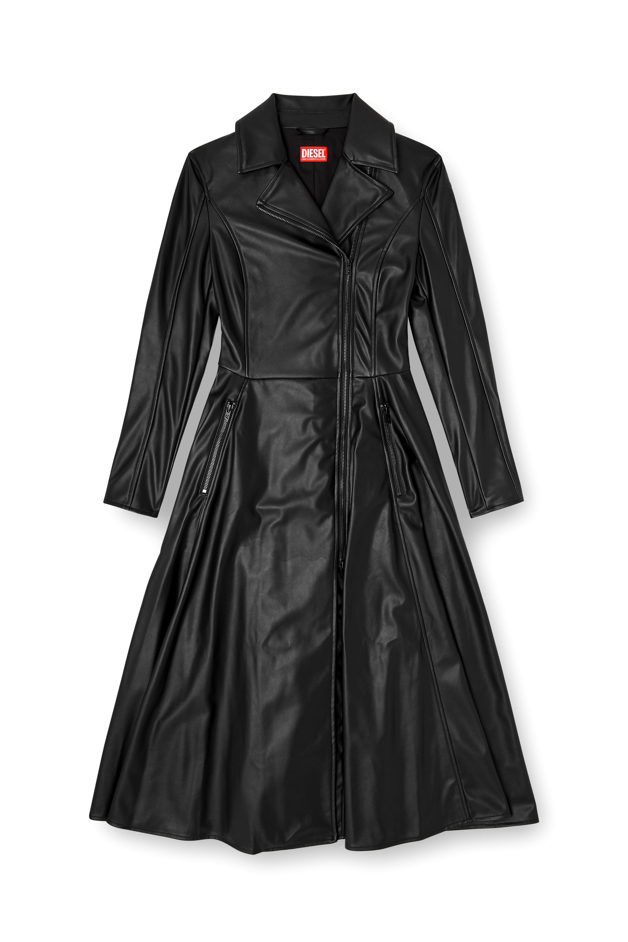 Diesel - D-RAGON, Woman's Midi coat dress with biker details in null - 3