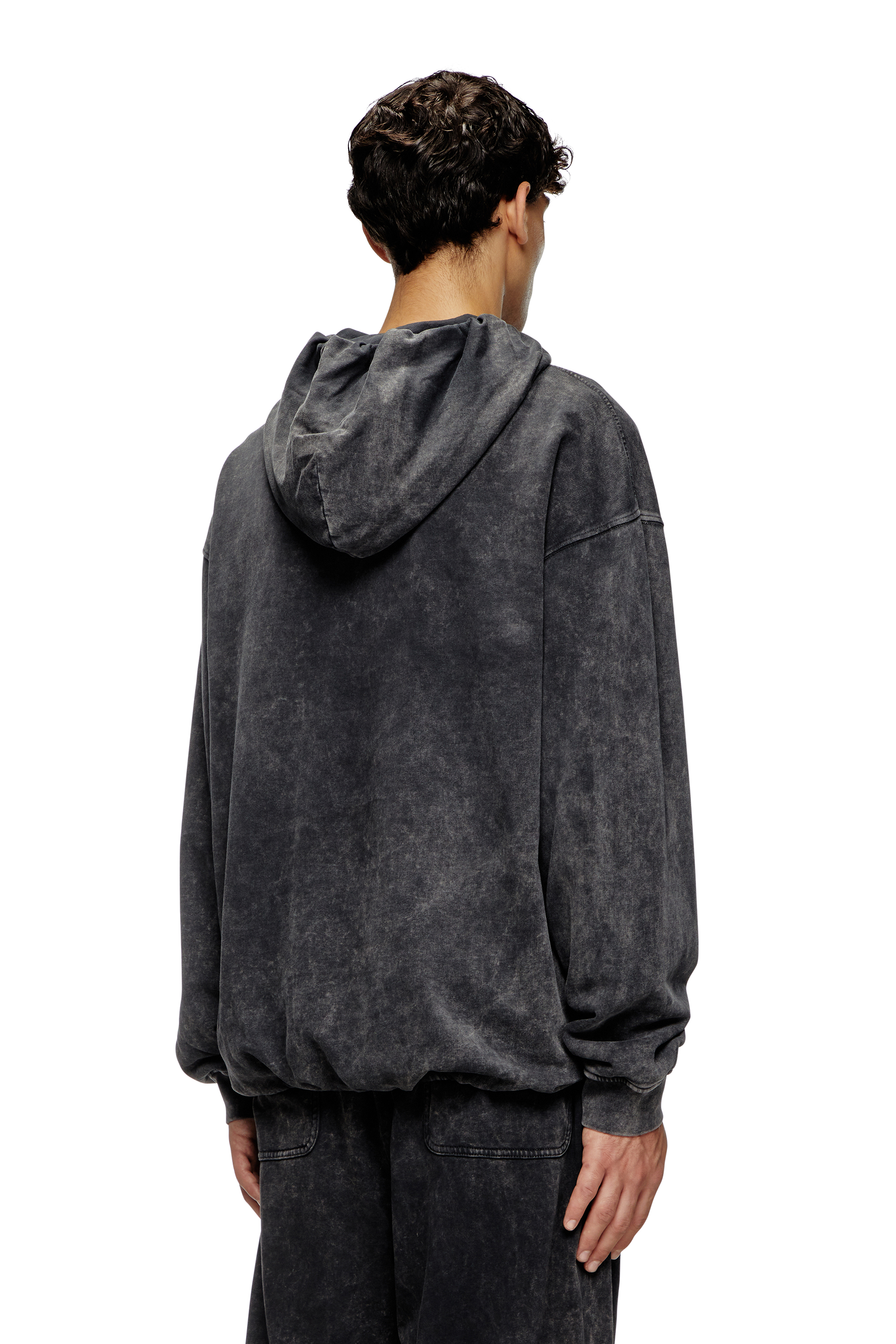 Diesel - S-BOXSTIC-HOOD, Unisex's Gathered acid-wash hoodie in Dark grey - 5