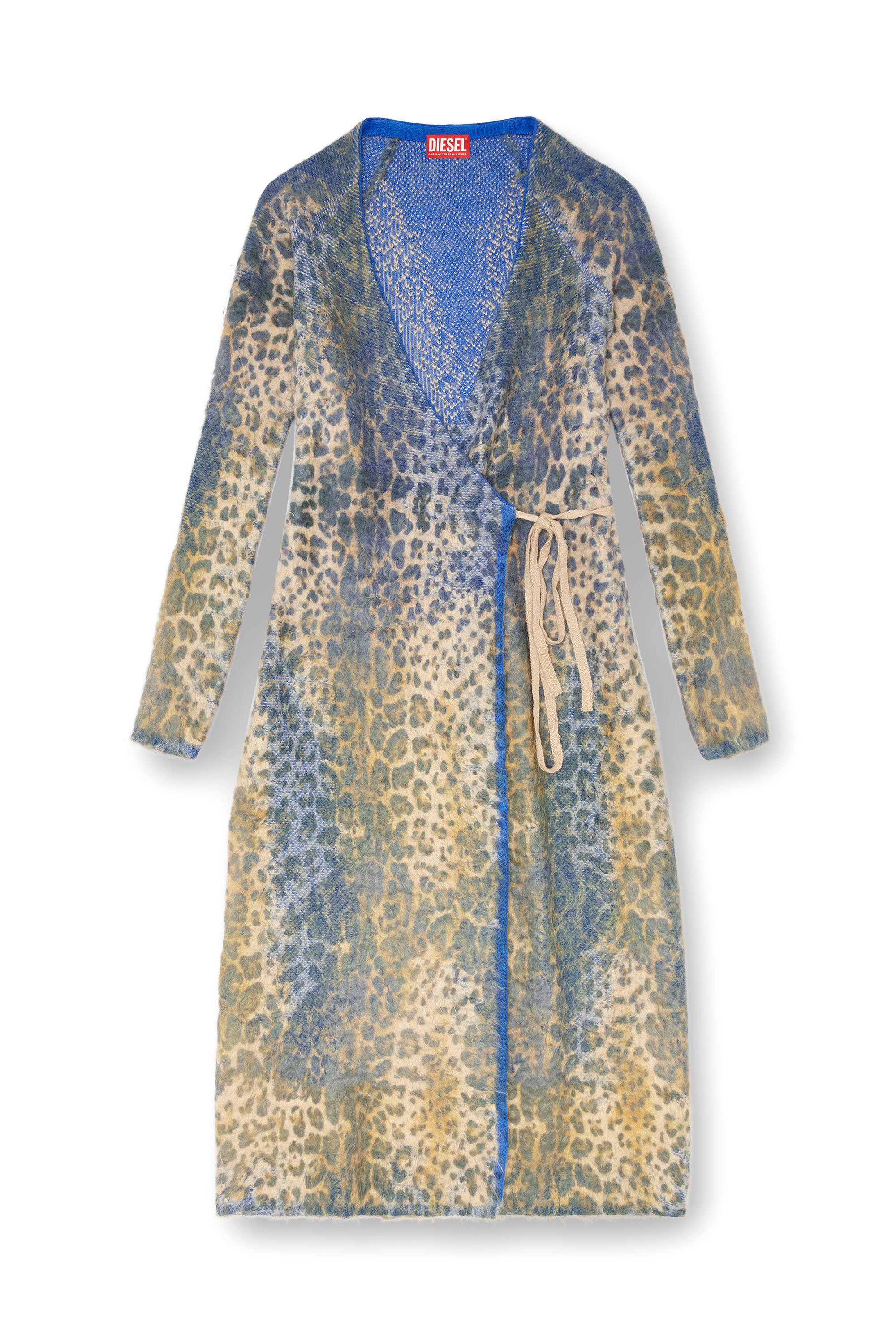 Diesel - M-SOFOCLE, Woman's Leopard print dress with devoré jacquard in Beige/Blue - 2