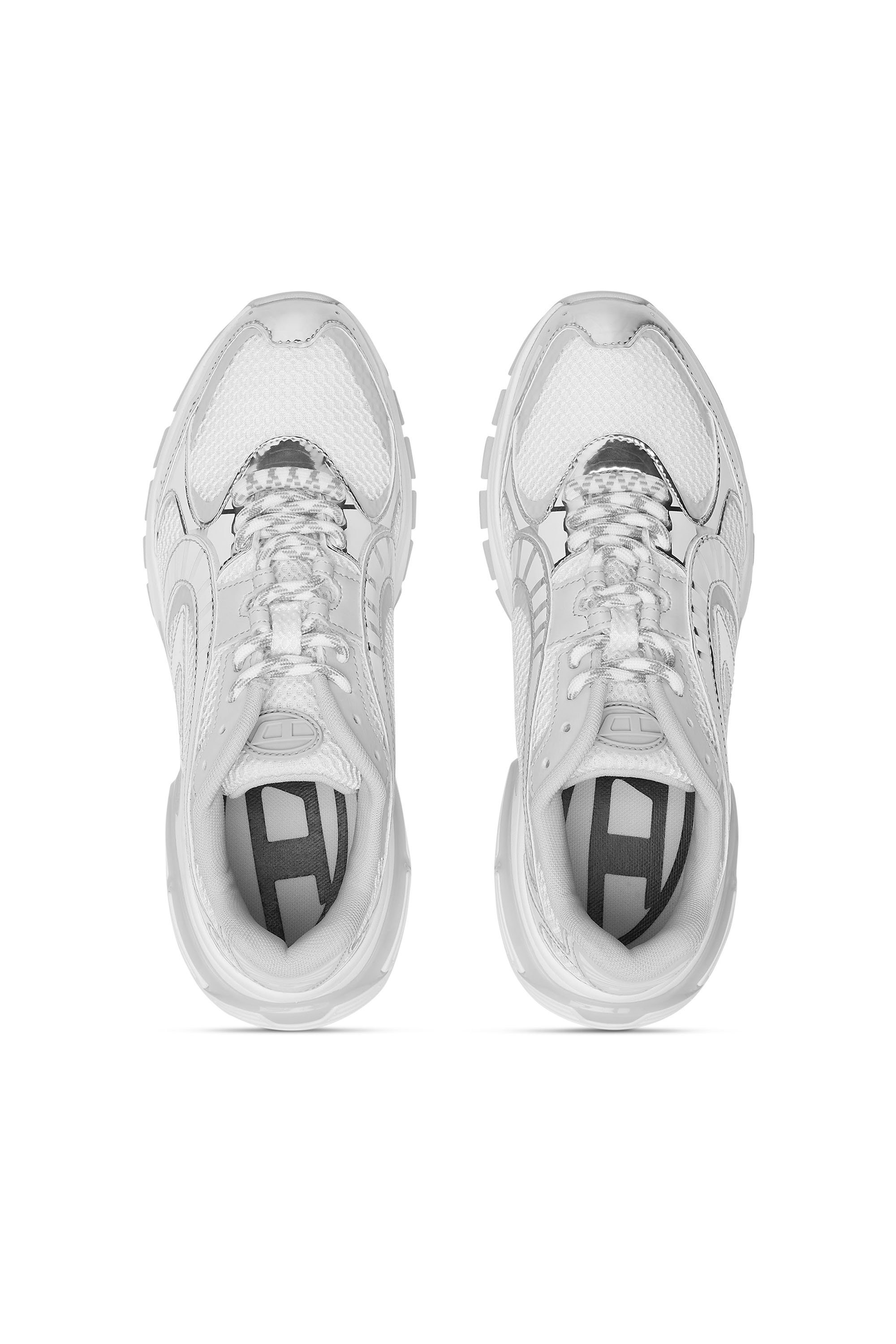 Diesel - S-PRO-V-DENSE LOW W, Woman's S-Pro-V-Dense-Metallic mesh sneakers with Oval D logo in White/Silver - 5