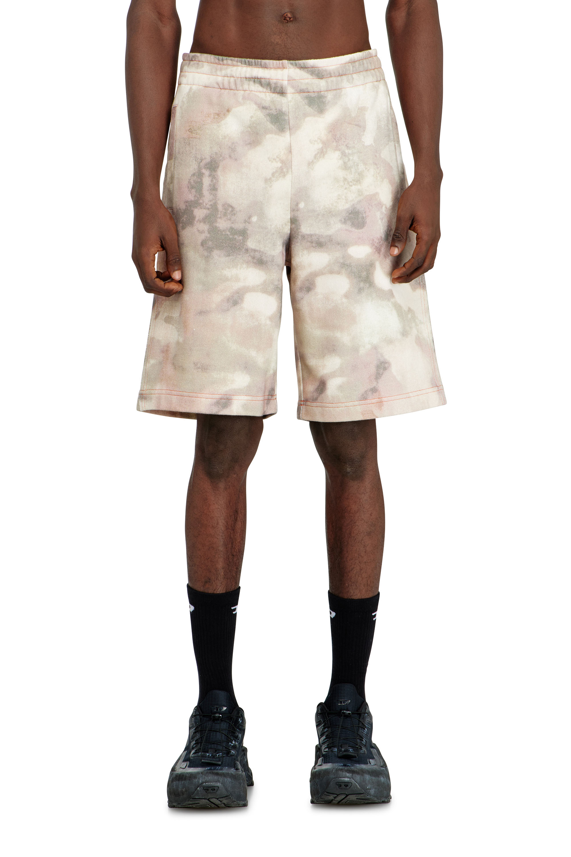 Diesel - P-CRONE-V1, Man's Sweat shorts with camo digital print in Beige/Brown - 1
