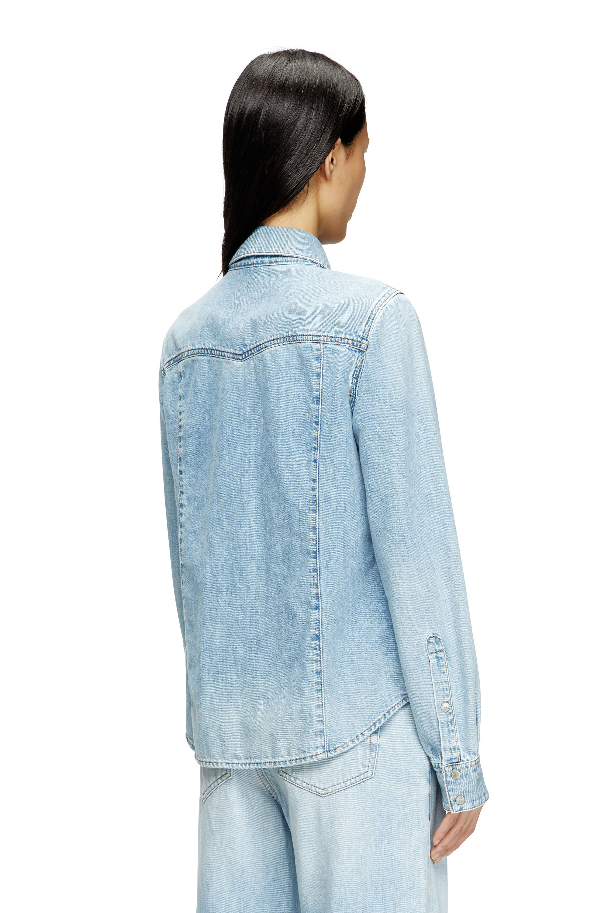 Diesel - DE-WAVES, Woman's Western shirt in denim in Light Blue - 1