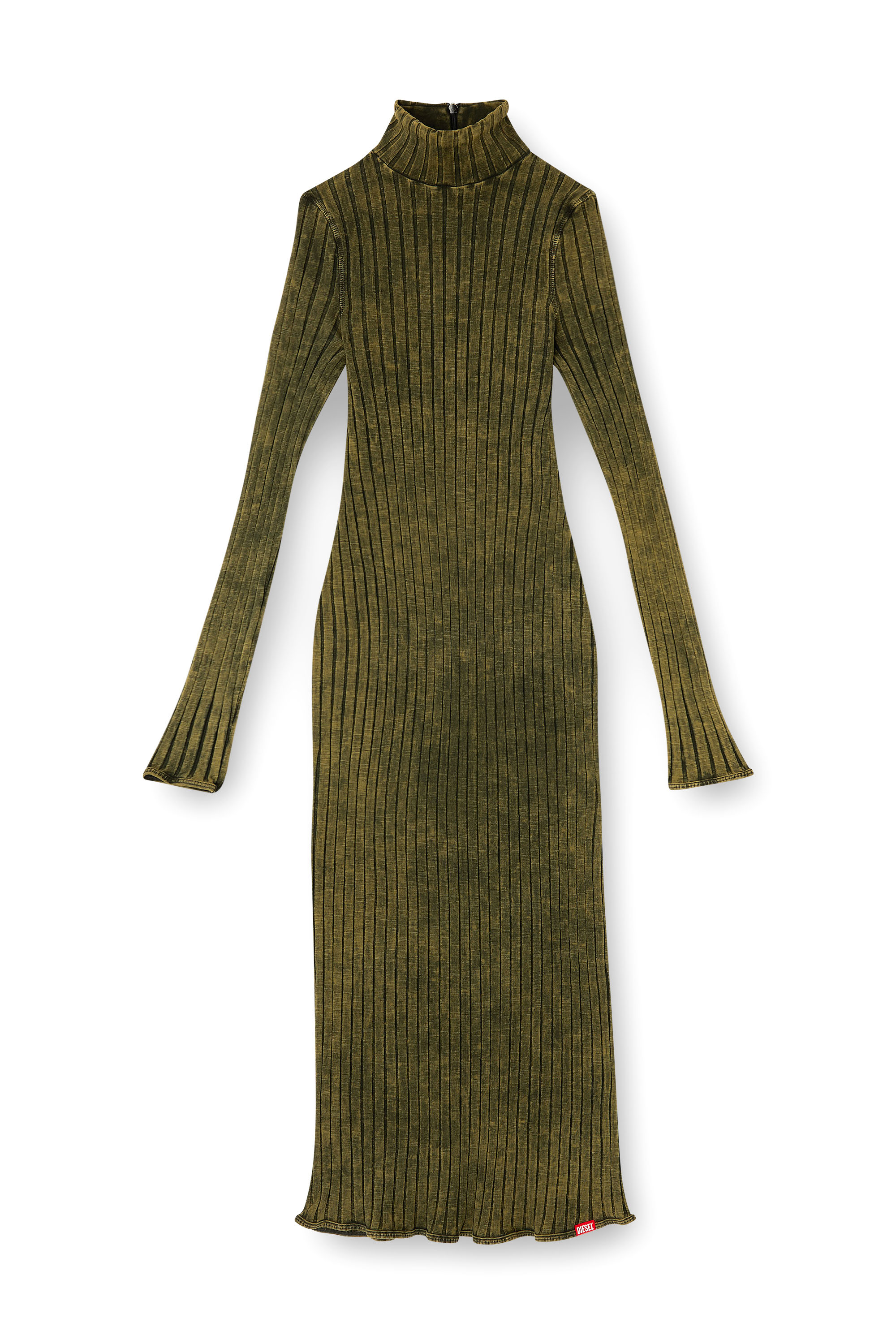 Diesel - D-WAVYA, Woman's Midi dress in treated wide-rib jersey in Green - 2