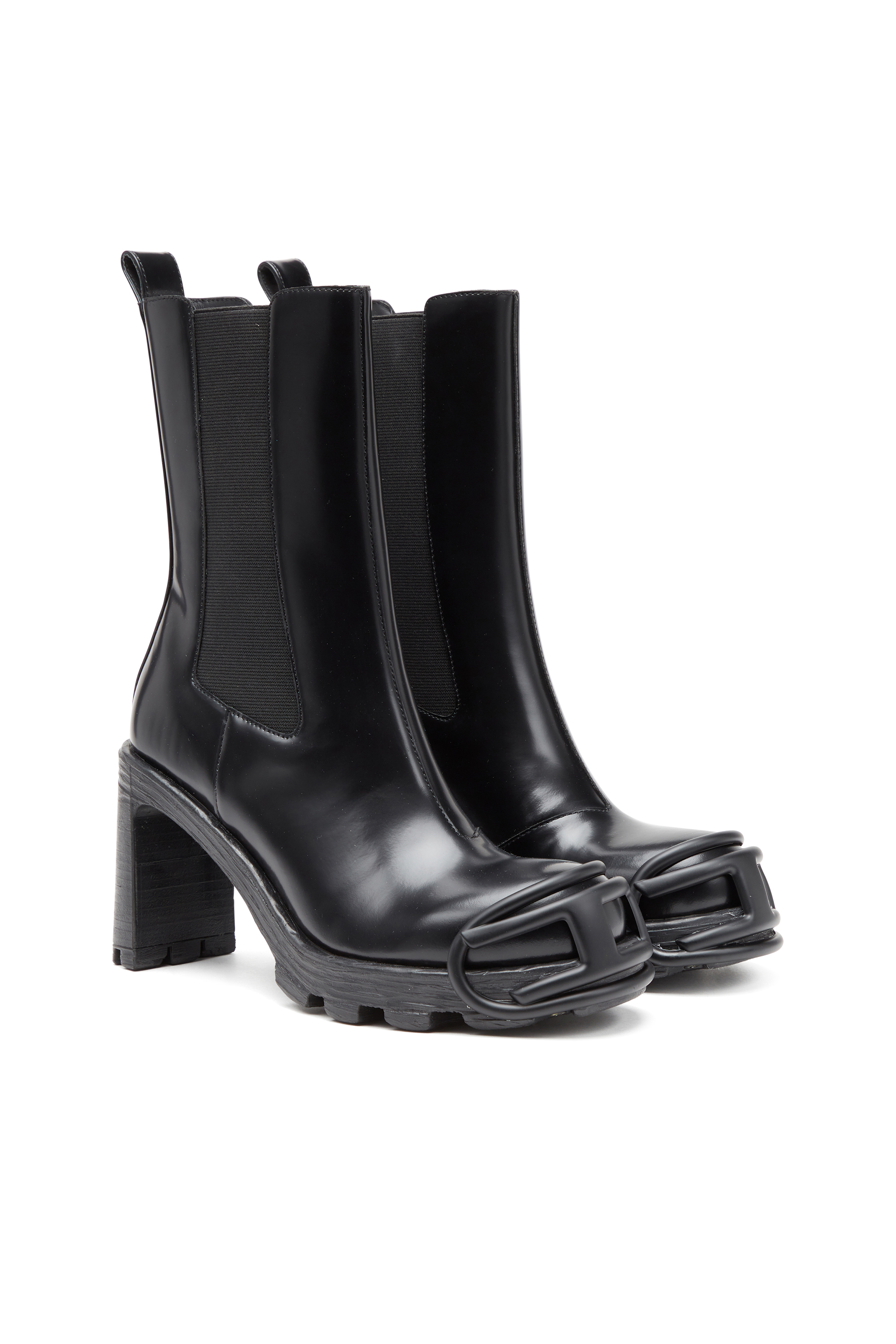 Diesel - D-HAMMER CH D W, Woman's D-Hammer-High-heel boots with Oval D plaque in Black - 3