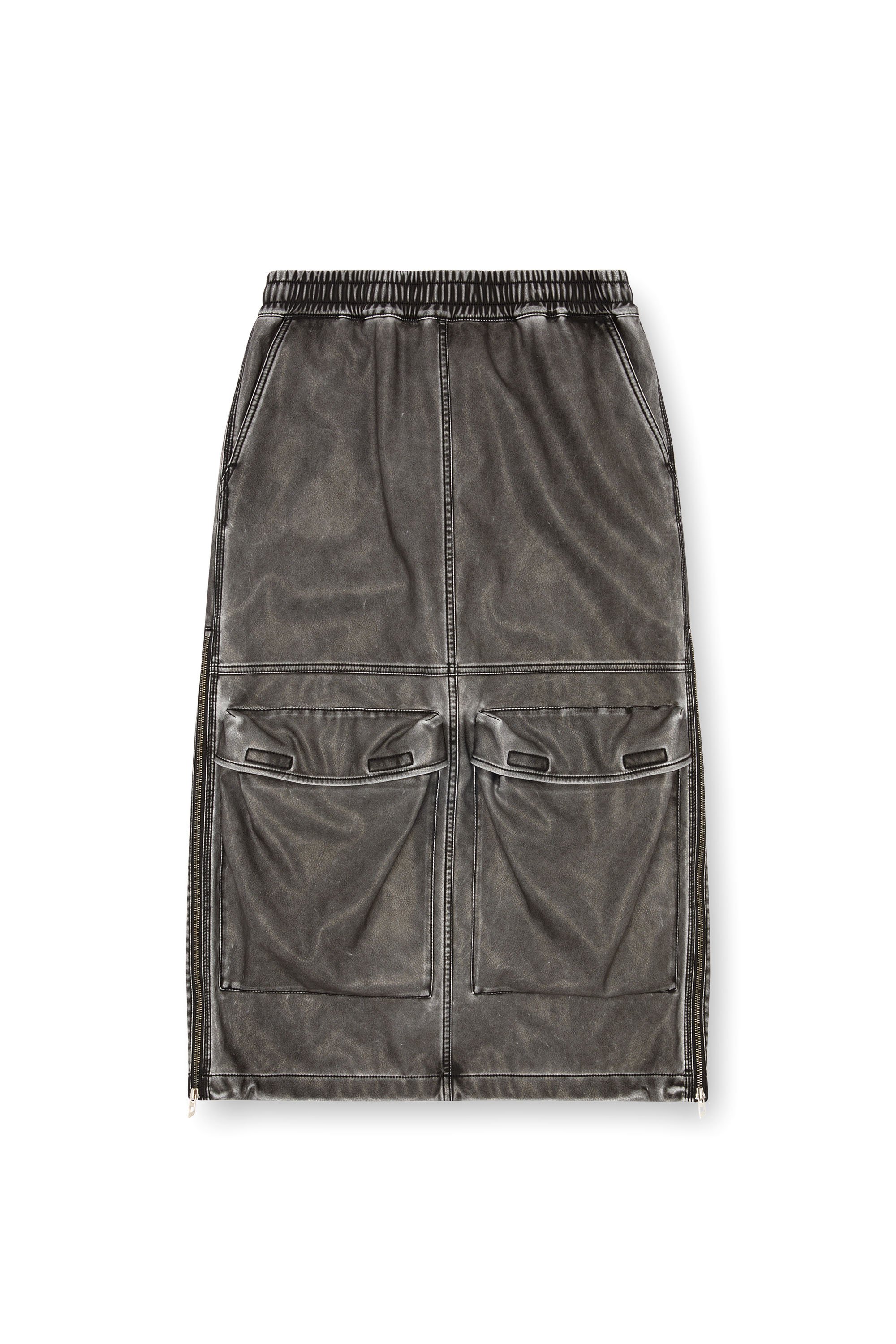 Diesel - O-DYSSEY-P1, Woman Long skirt in washed tech fabric in Grey - Image 3