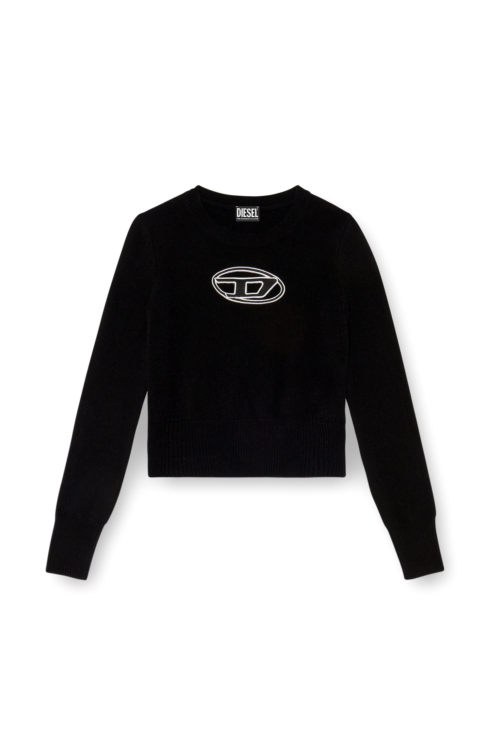 Diesel - M-AREESA, Woman Jumper with embroidered cut-out logo in Black - Image 5